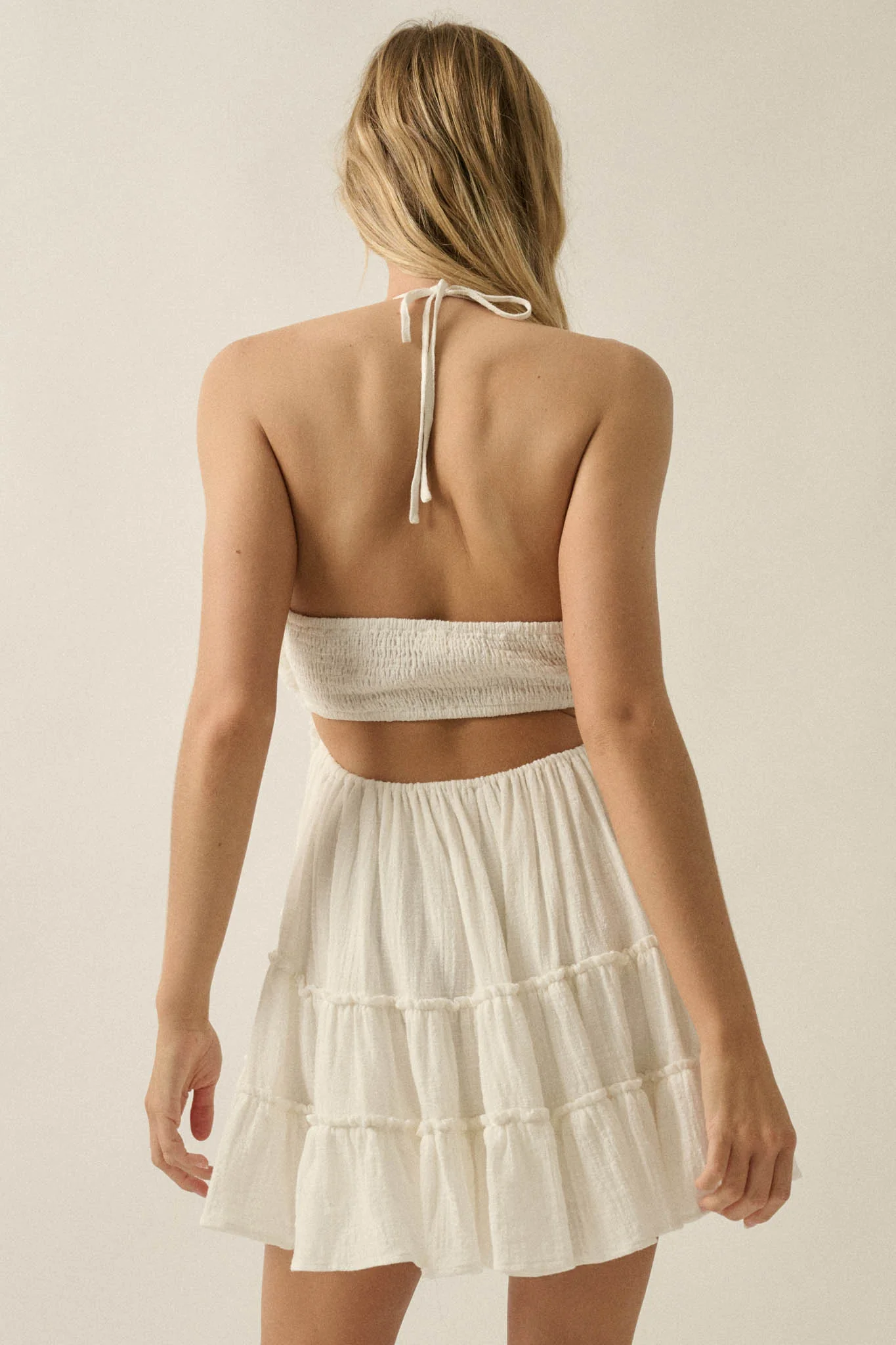 Breathe Free Cotton Gauze Ruffle Halter Romper - Image 18