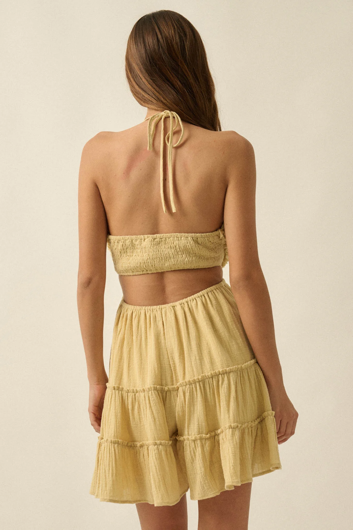 Breathe Free Cotton Gauze Ruffle Halter Romper - Image 8