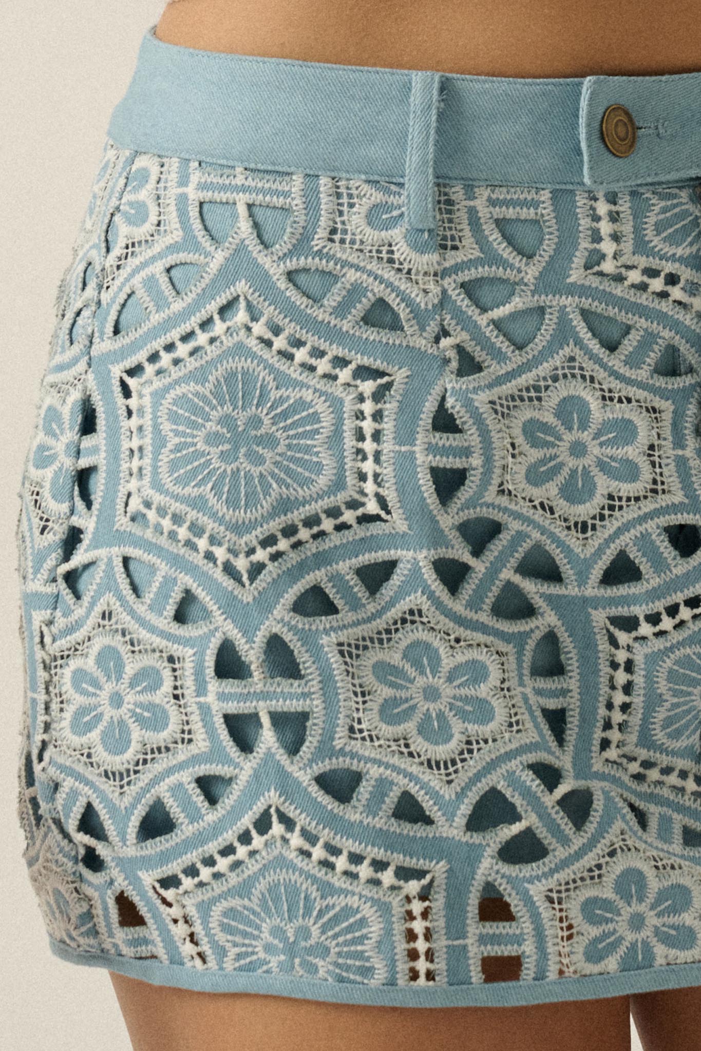 Breeze on By Cutout Embroidered Denim Skort - Image 6