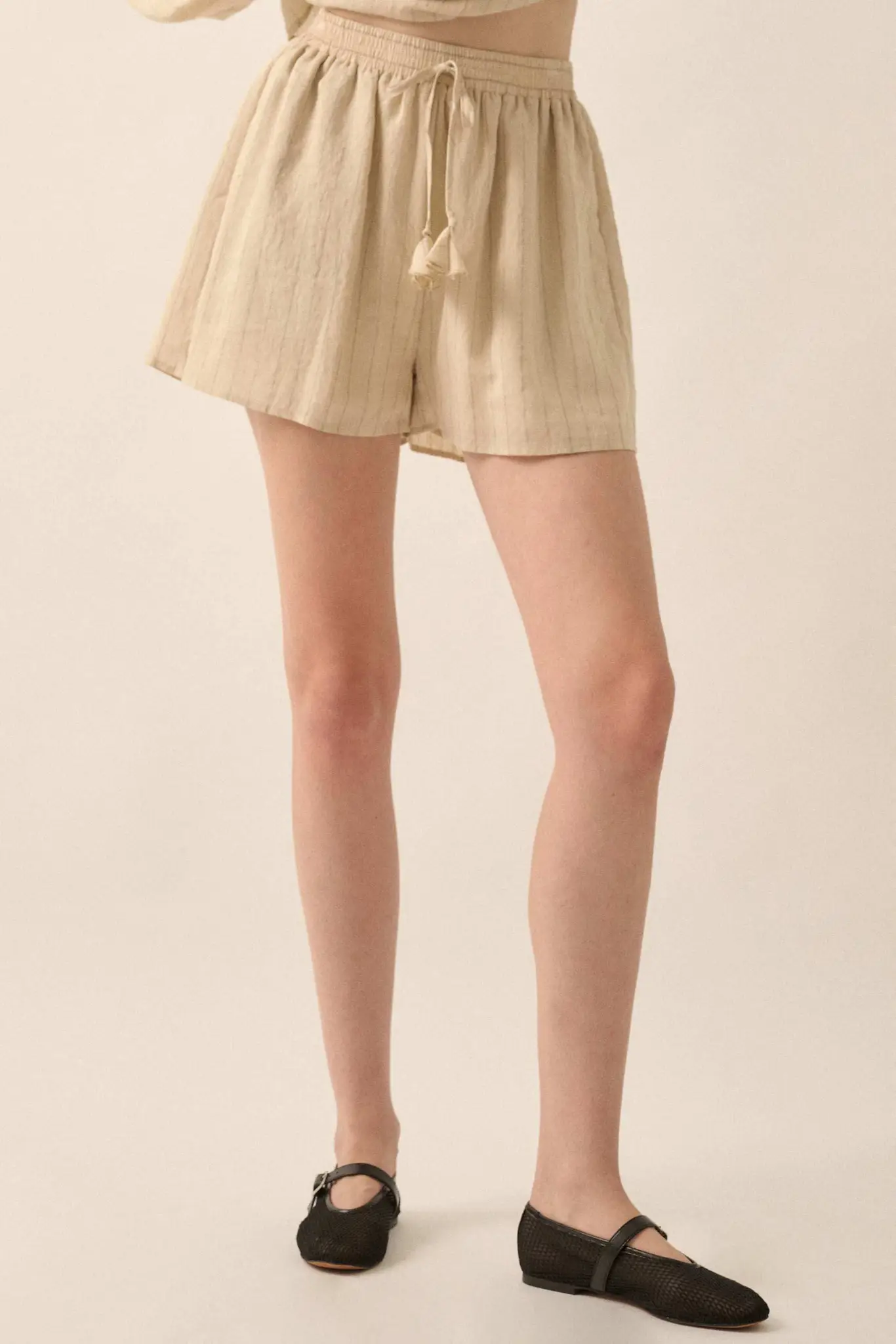 Breezing Through Pinstripe Drawstring Shorts - Image 5