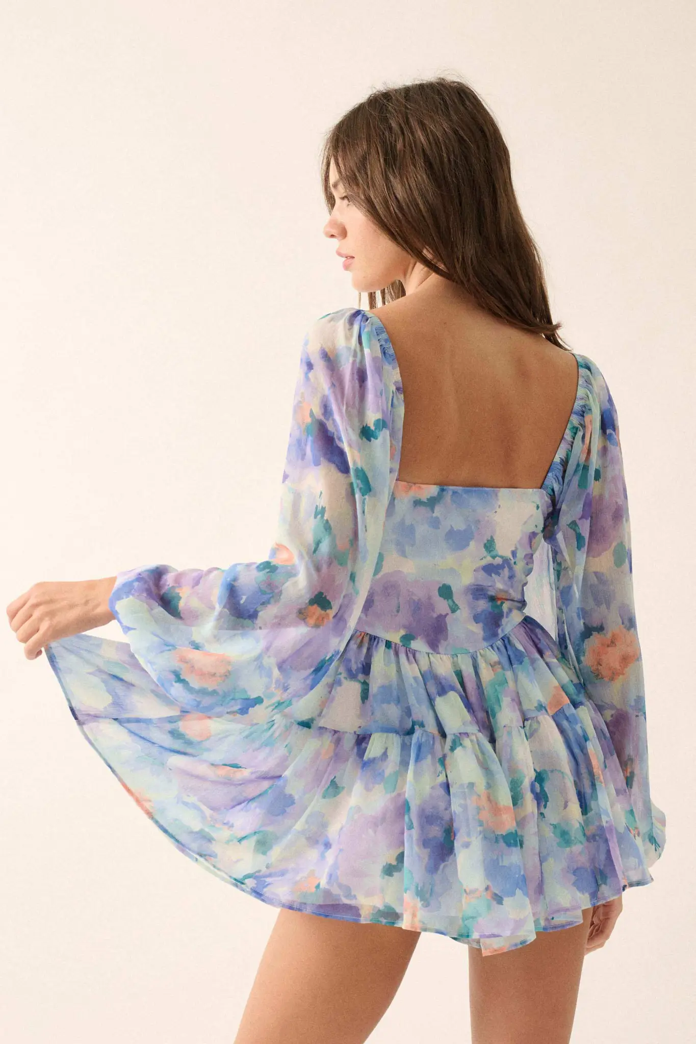 Bright Bouquet Floral Chiffon Romper Dress - Image 15