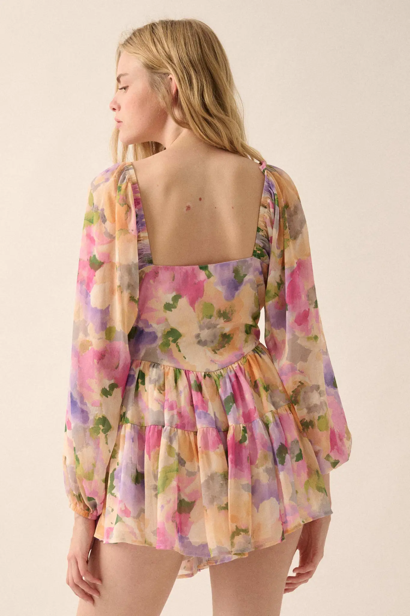 Bright Bouquet Floral Chiffon Romper Dress - Image 9