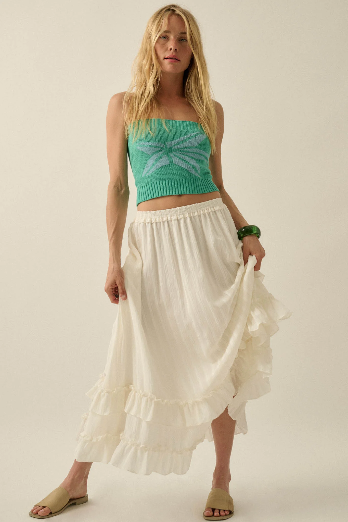 Brightest Star Jacquard Knit Bandeau Tube Top - Image 6