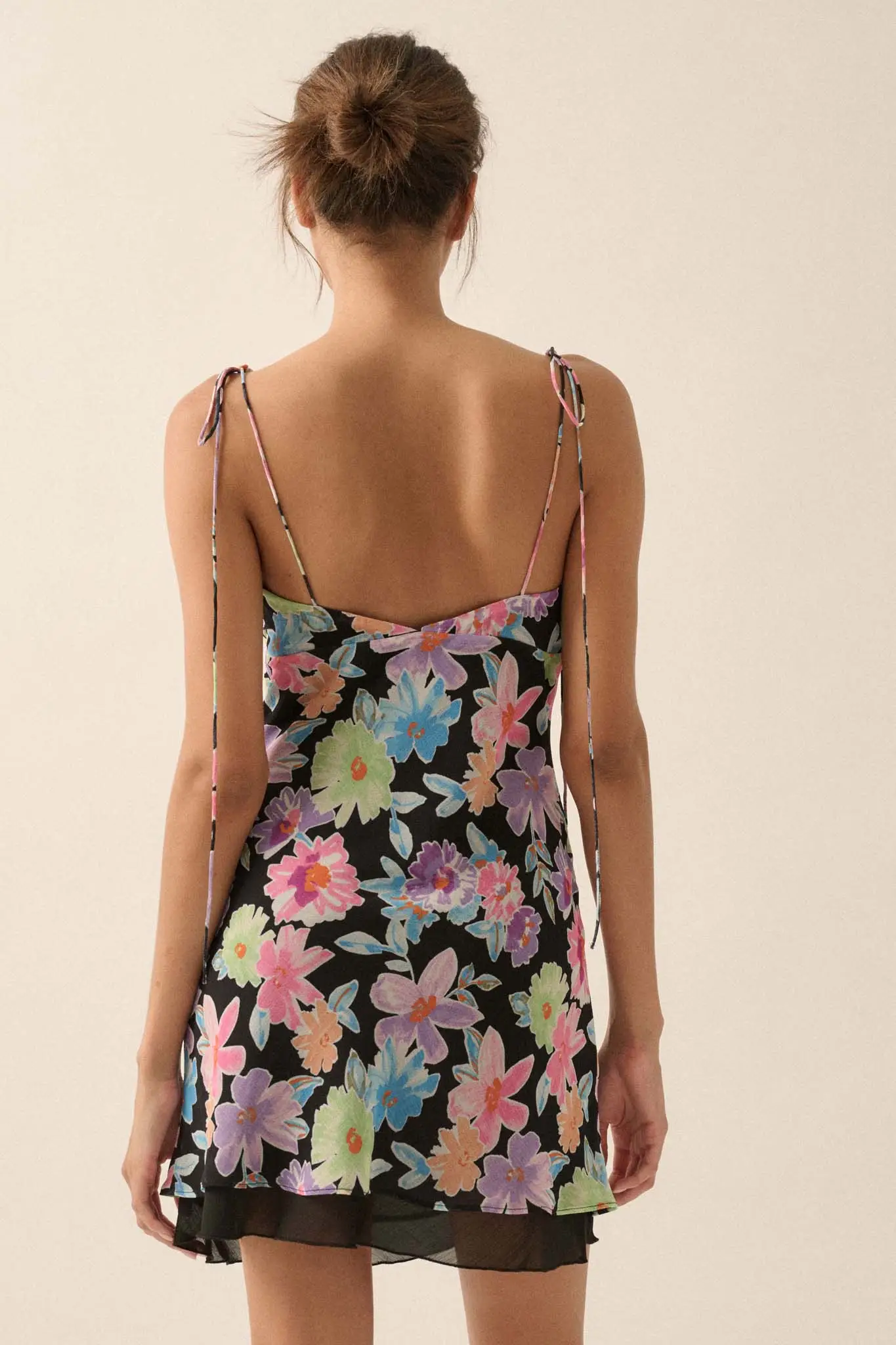 Brilliant Blooms Floral Chiffon Mini Dress - Image 2