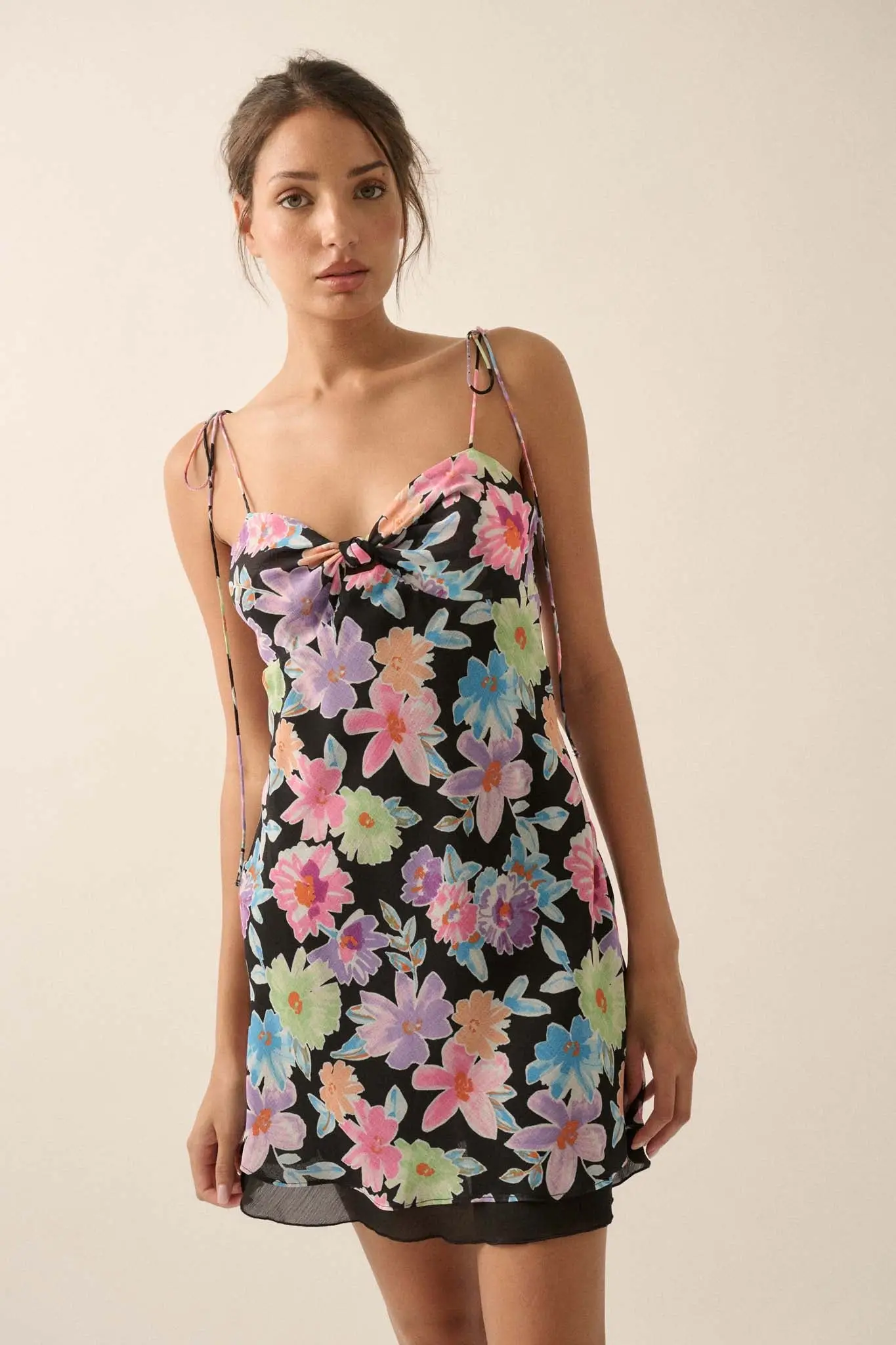 Brilliant Blooms Floral Chiffon Mini Dress - Image 5