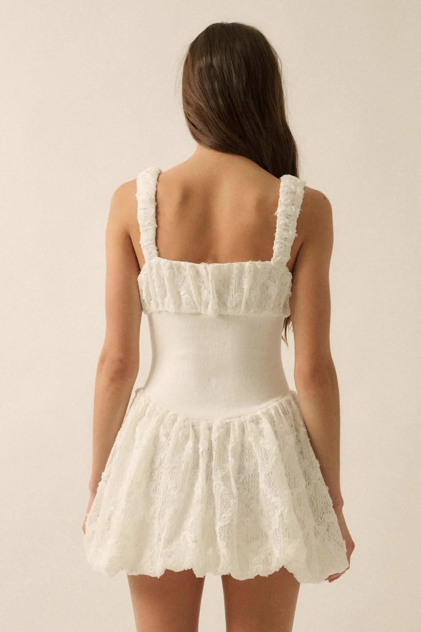 Bubbly Blooms 3D Floral Lace Bubble Mini Dress - Image 12