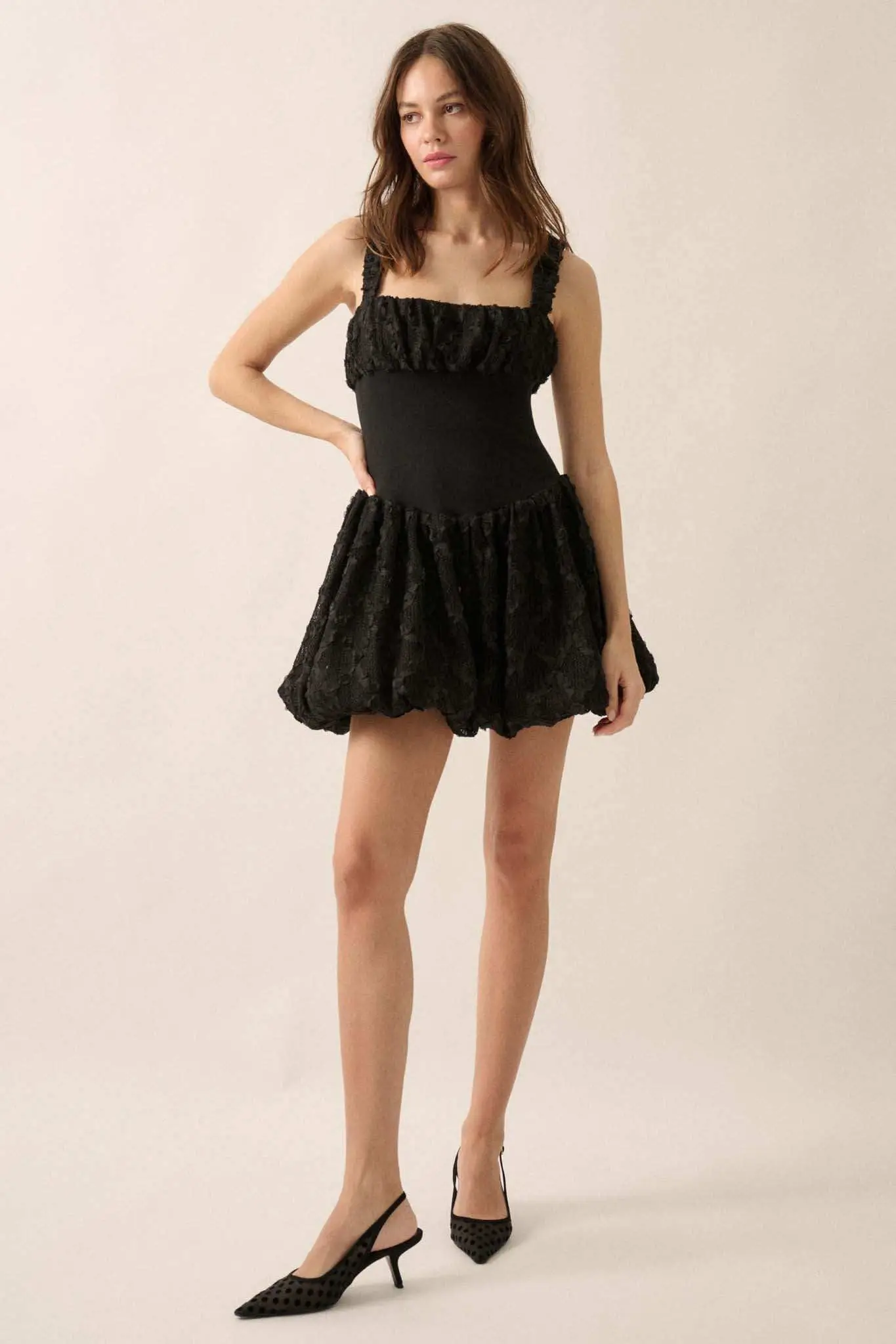 Bubbly Blooms 3D Floral Lace Bubble Mini Dress - Image 4
