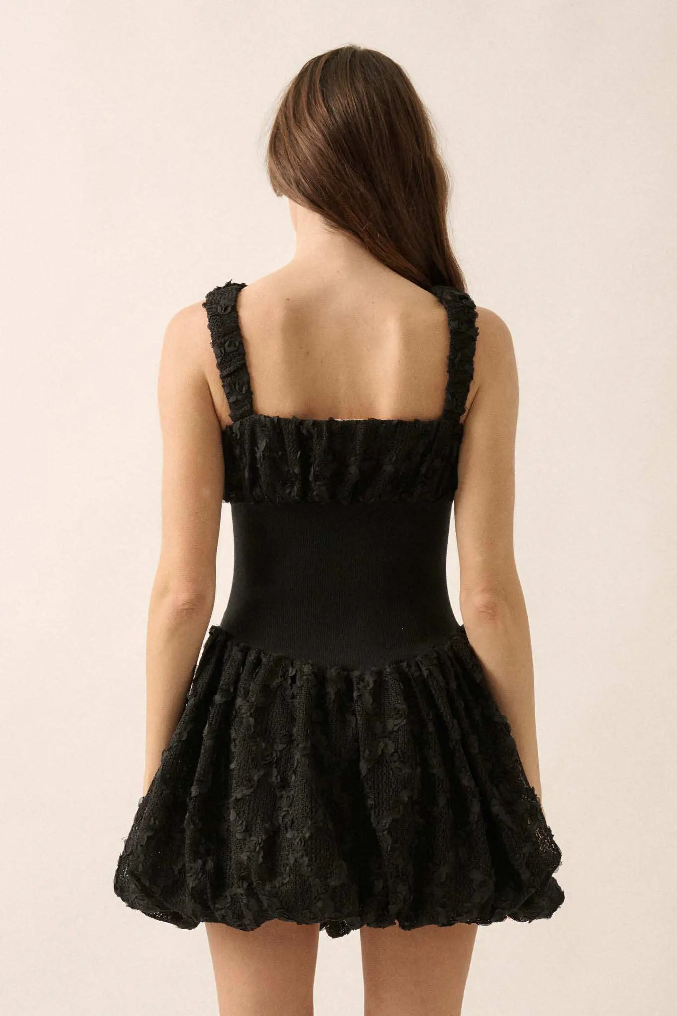 Bubbly Blooms 3D Floral Lace Bubble Mini Dress - Image 6