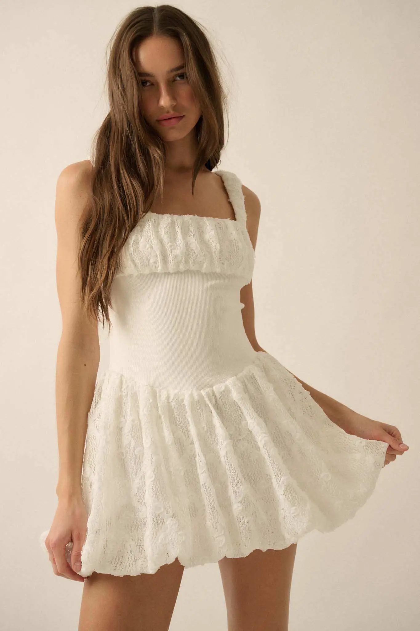Bubbly Blooms 3D Floral Lace Bubble Mini Dress - Image 7