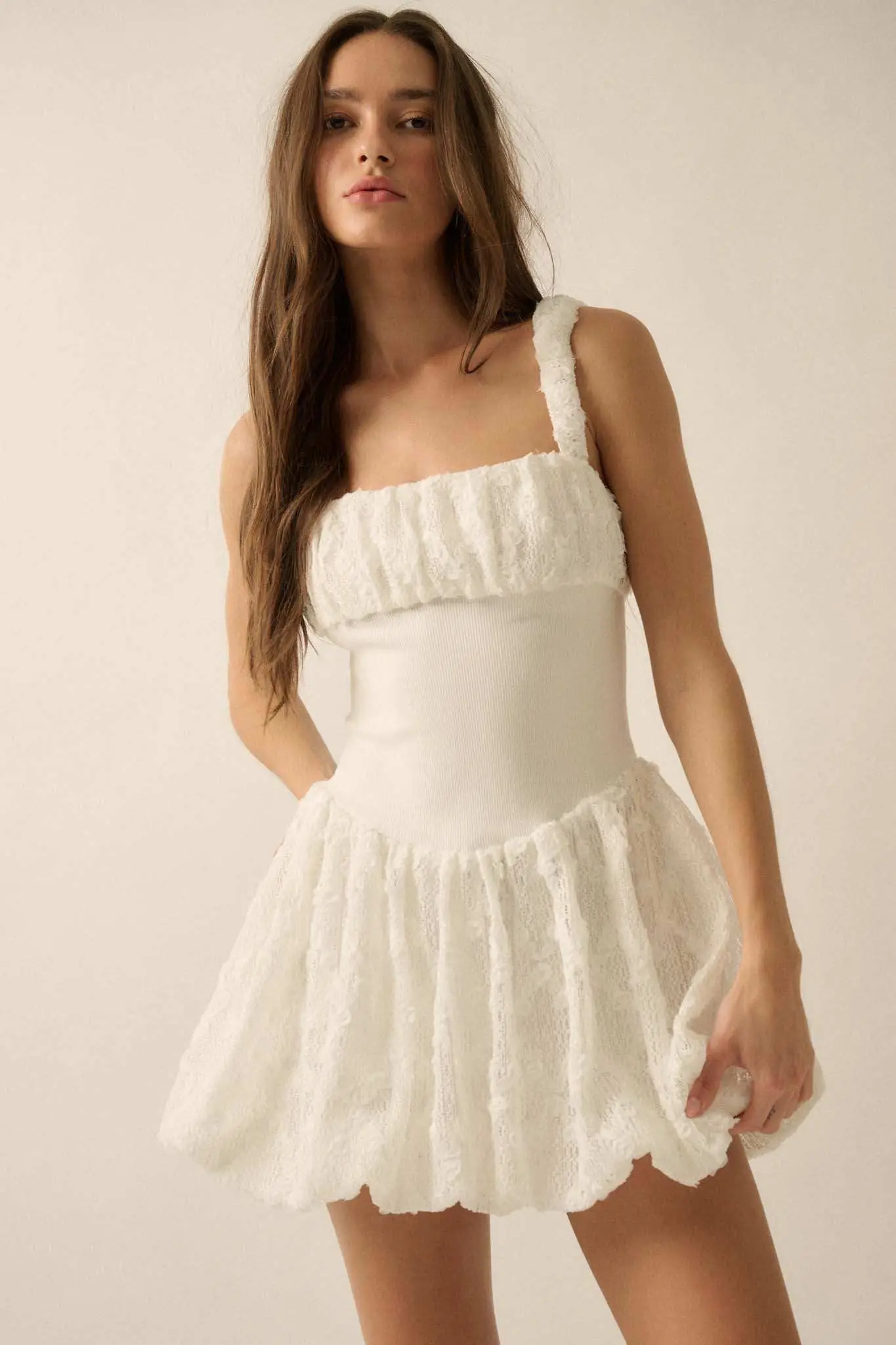 Bubbly Blooms 3D Floral Lace Bubble Mini Dress - Image 9