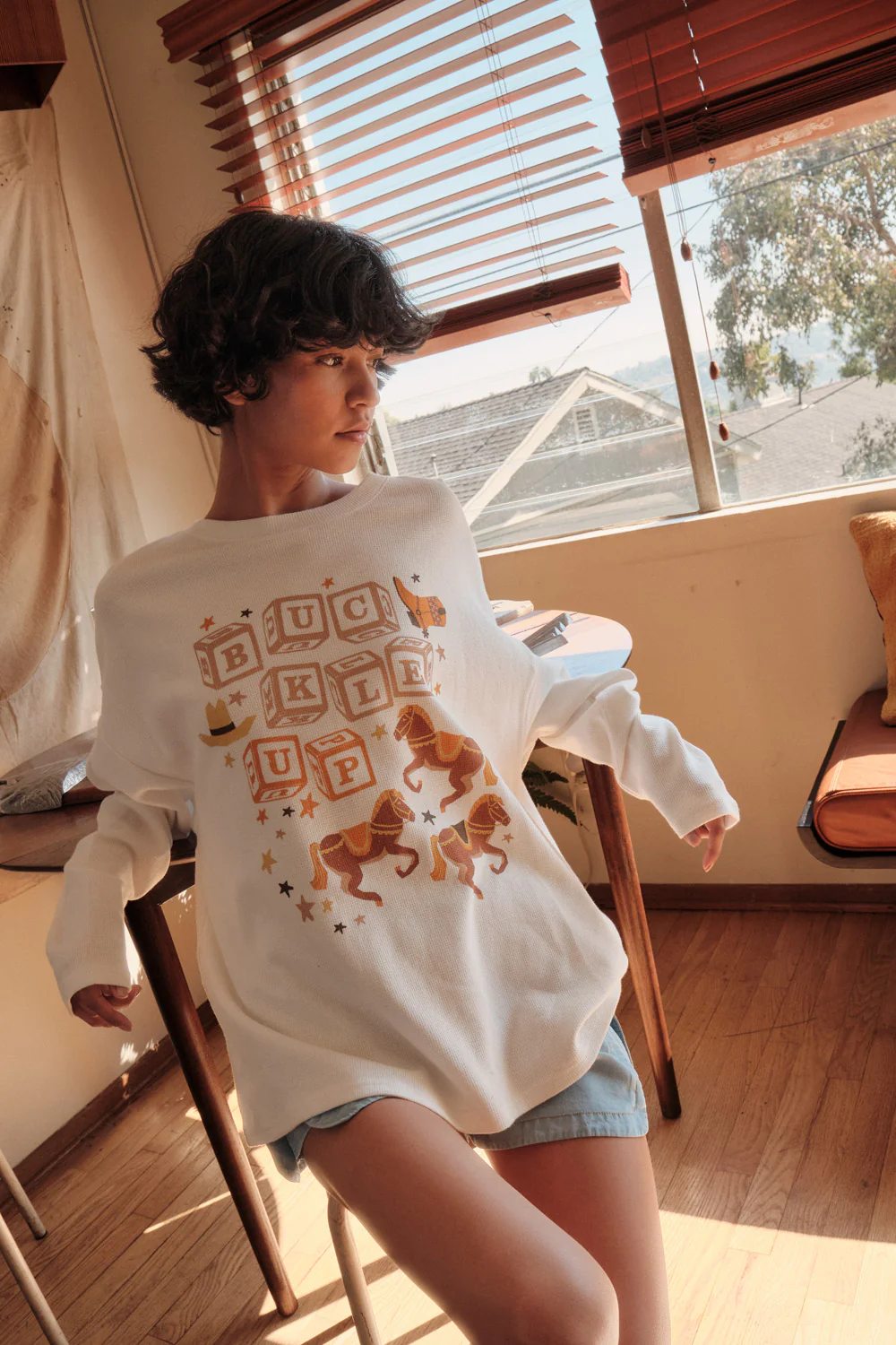 Buckle Up Oversize Western Thermal Graphic Top - Image 3