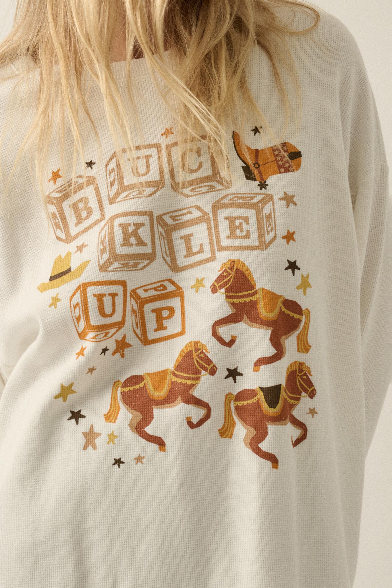 Buckle Up Oversize Western Thermal Graphic Top - Image 5