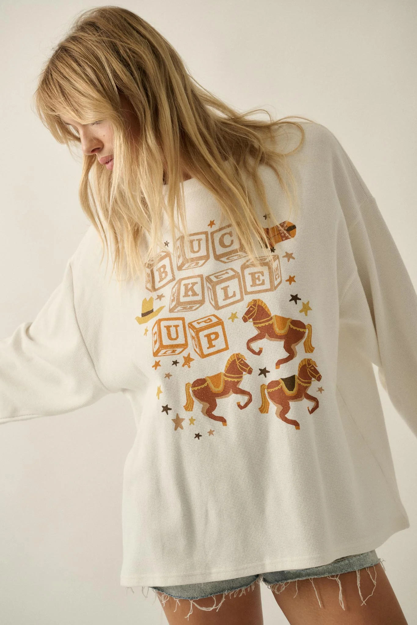 Buckle Up Oversize Western Thermal Graphic Top - Image 7