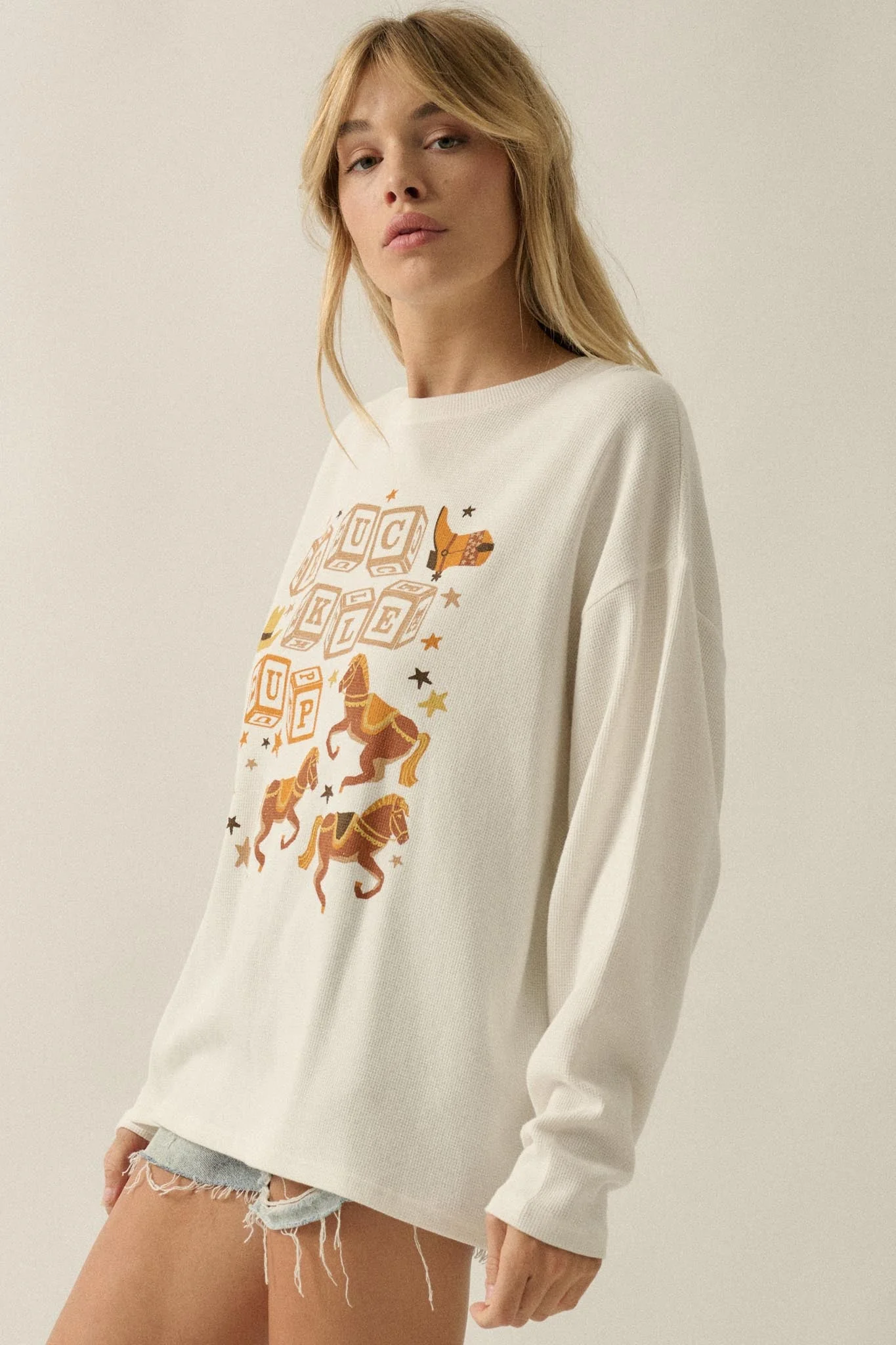 Buckle Up Oversize Western Thermal Graphic Top - Image 8