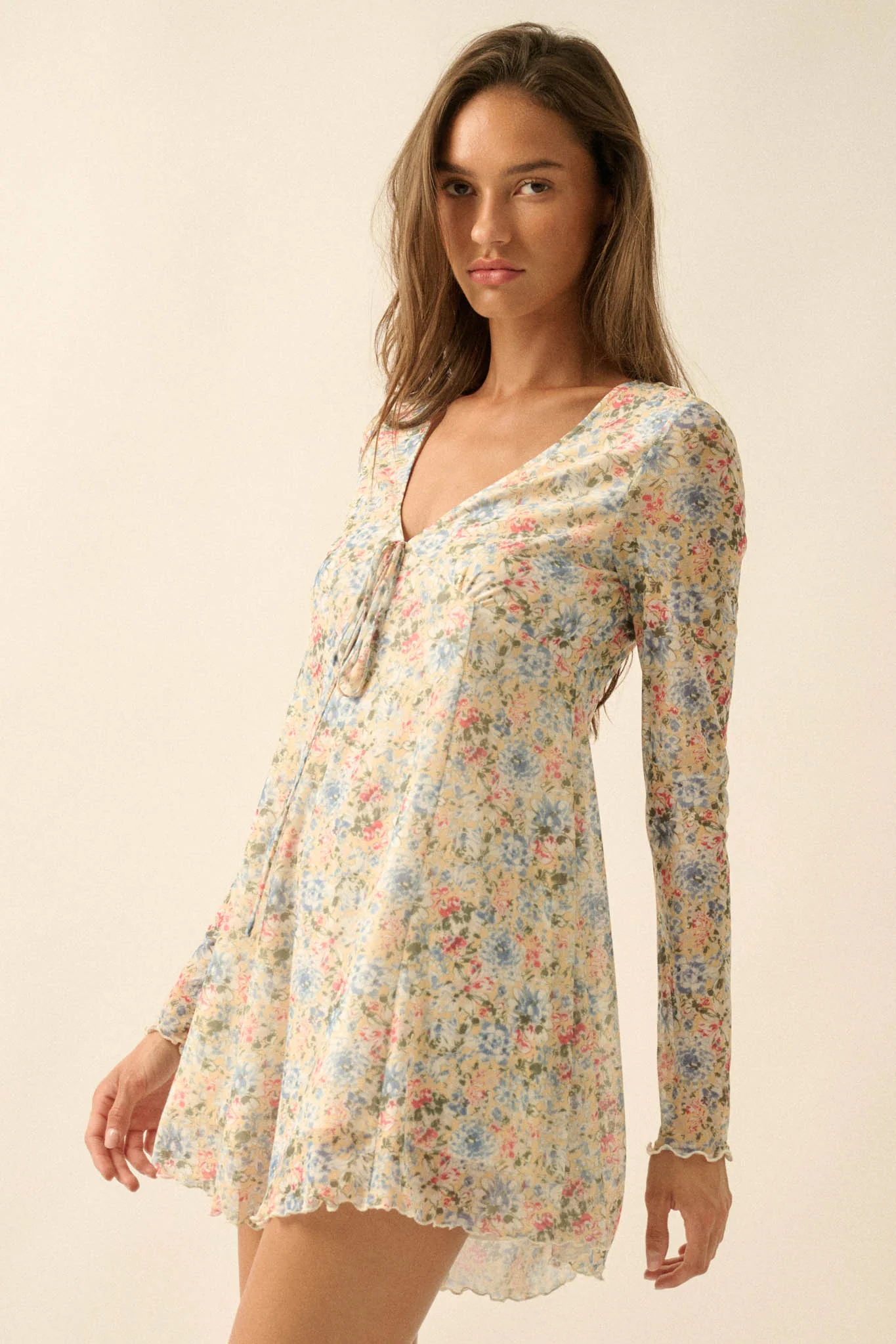 Budding Love Floral Mesh V-Neck Long-Sleeve Romper - Image 6
