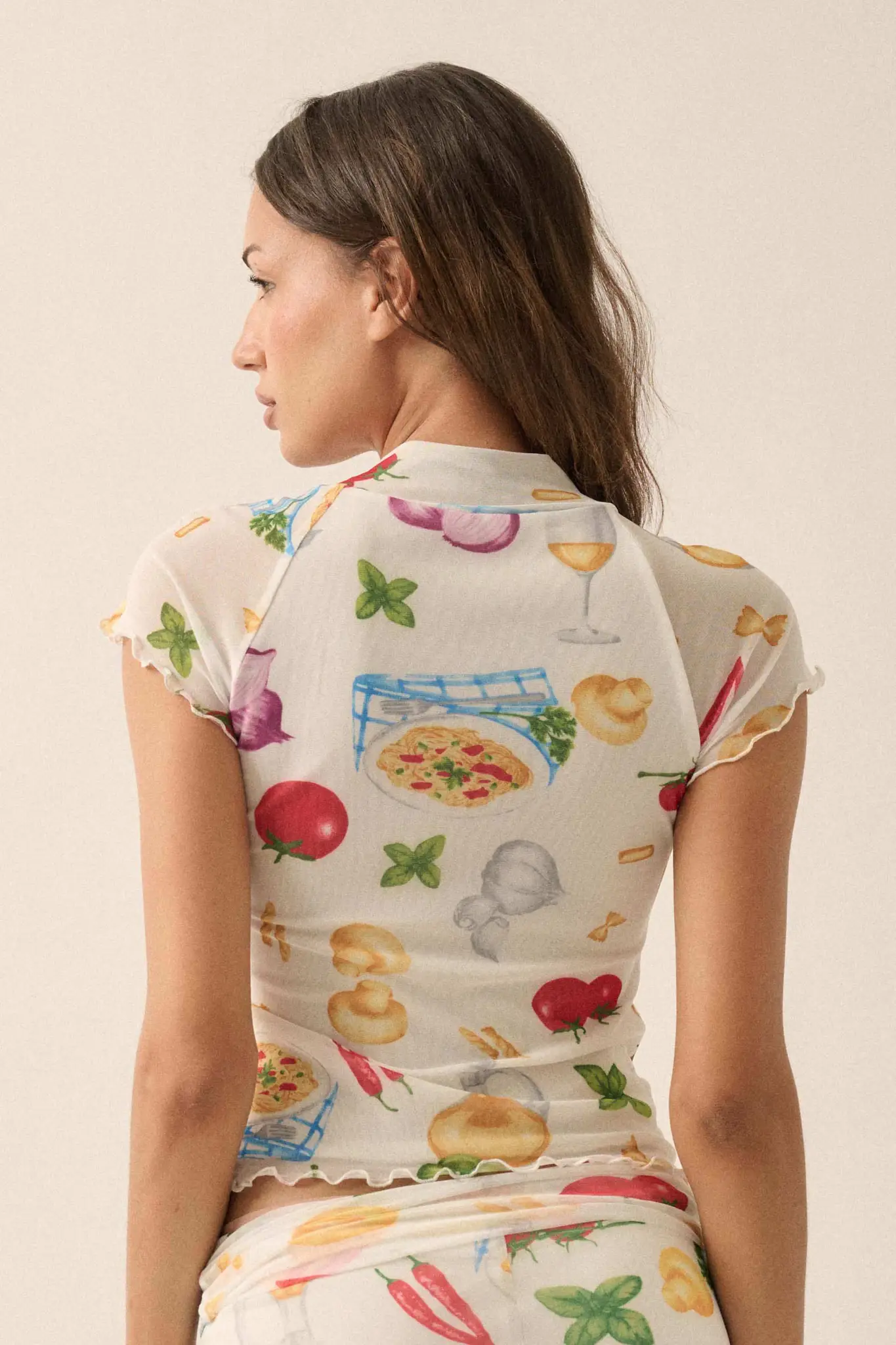 Buon Appetito Printed Mesh Mock-Neck Baby Tee - Image 12