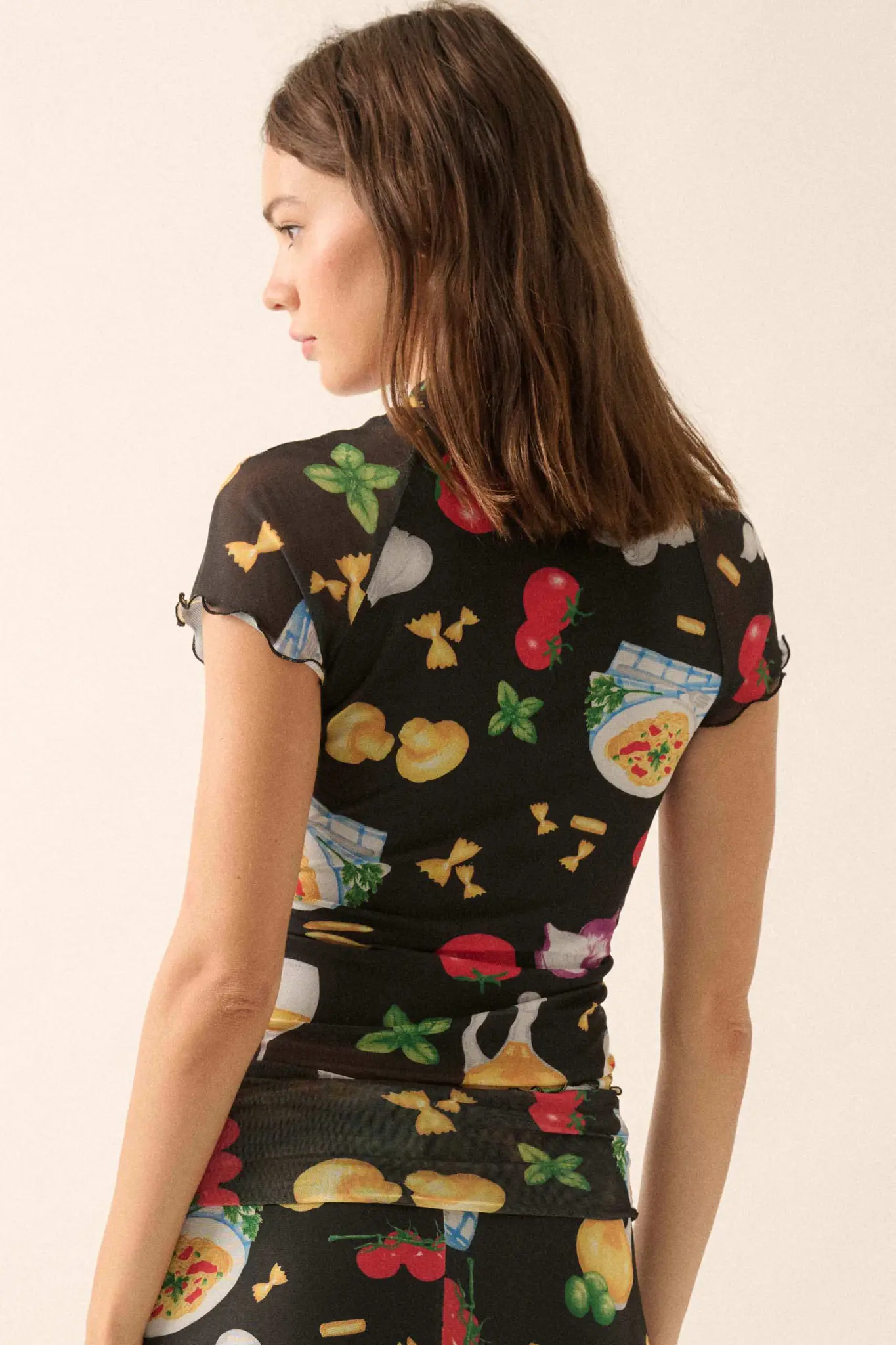Buon Appetito Printed Mesh Mock-Neck Baby Tee - Image 6