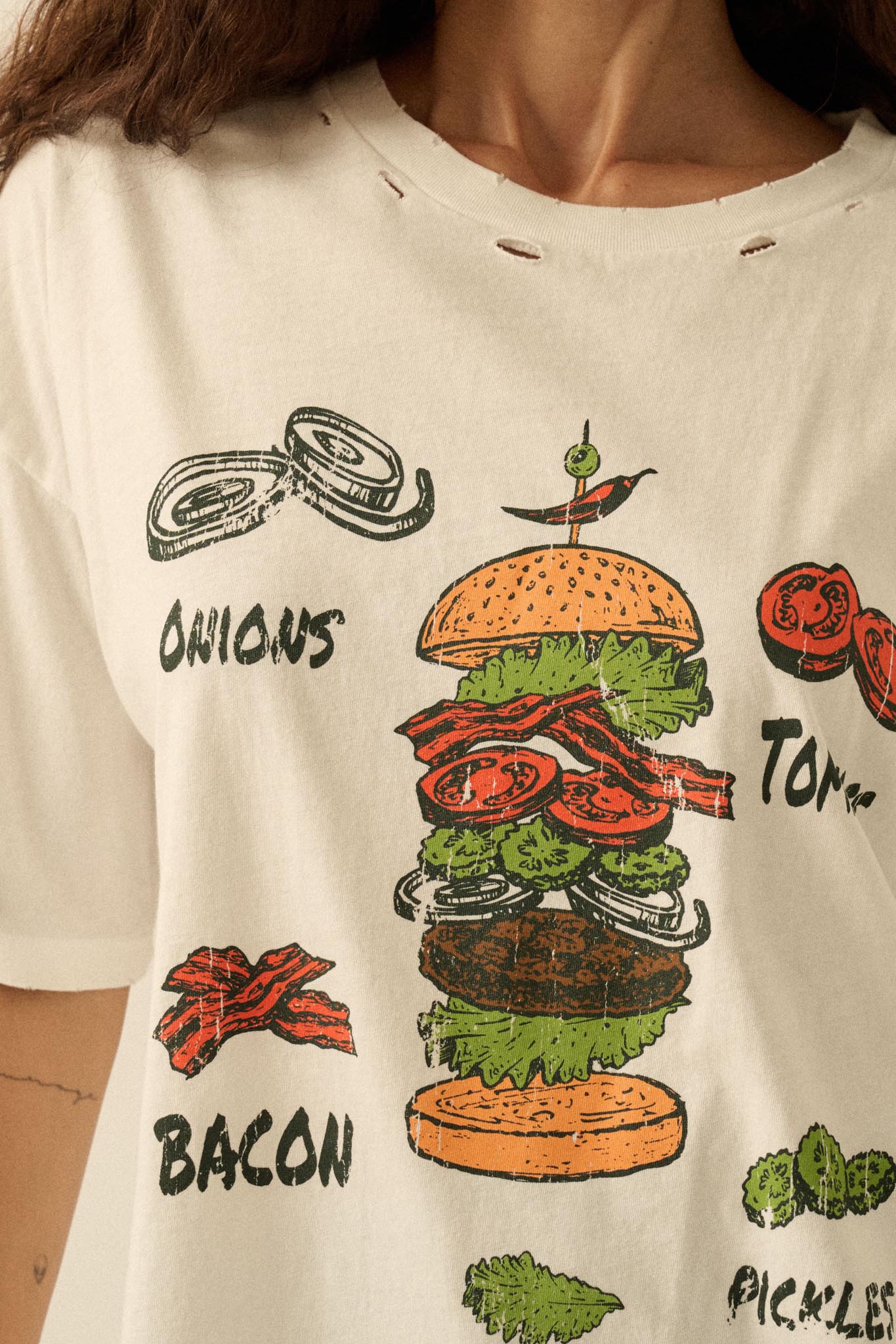Burger Time Distressed Oversize Graphic Tee - Image 2