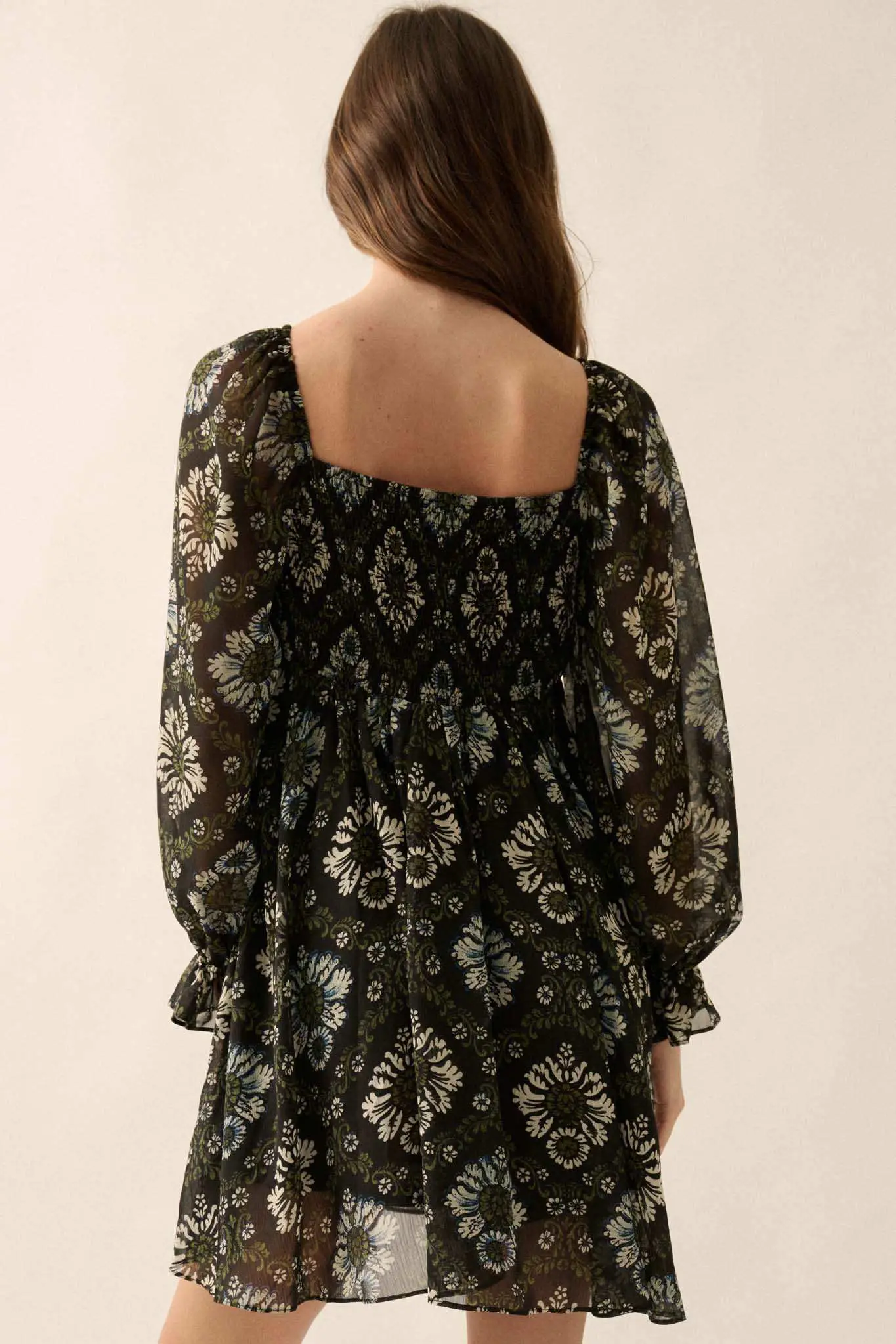Burst of Beauty Floral Chiffon Babydoll Mini Dress - Image 6