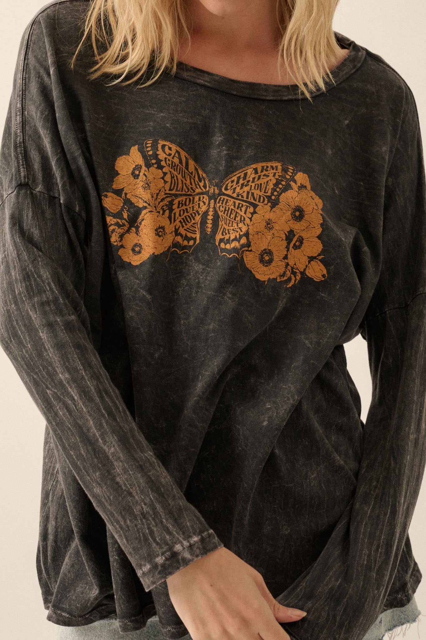 Butterfly Blessings Long-Sleeve Floral Graphic Tee - Image 2