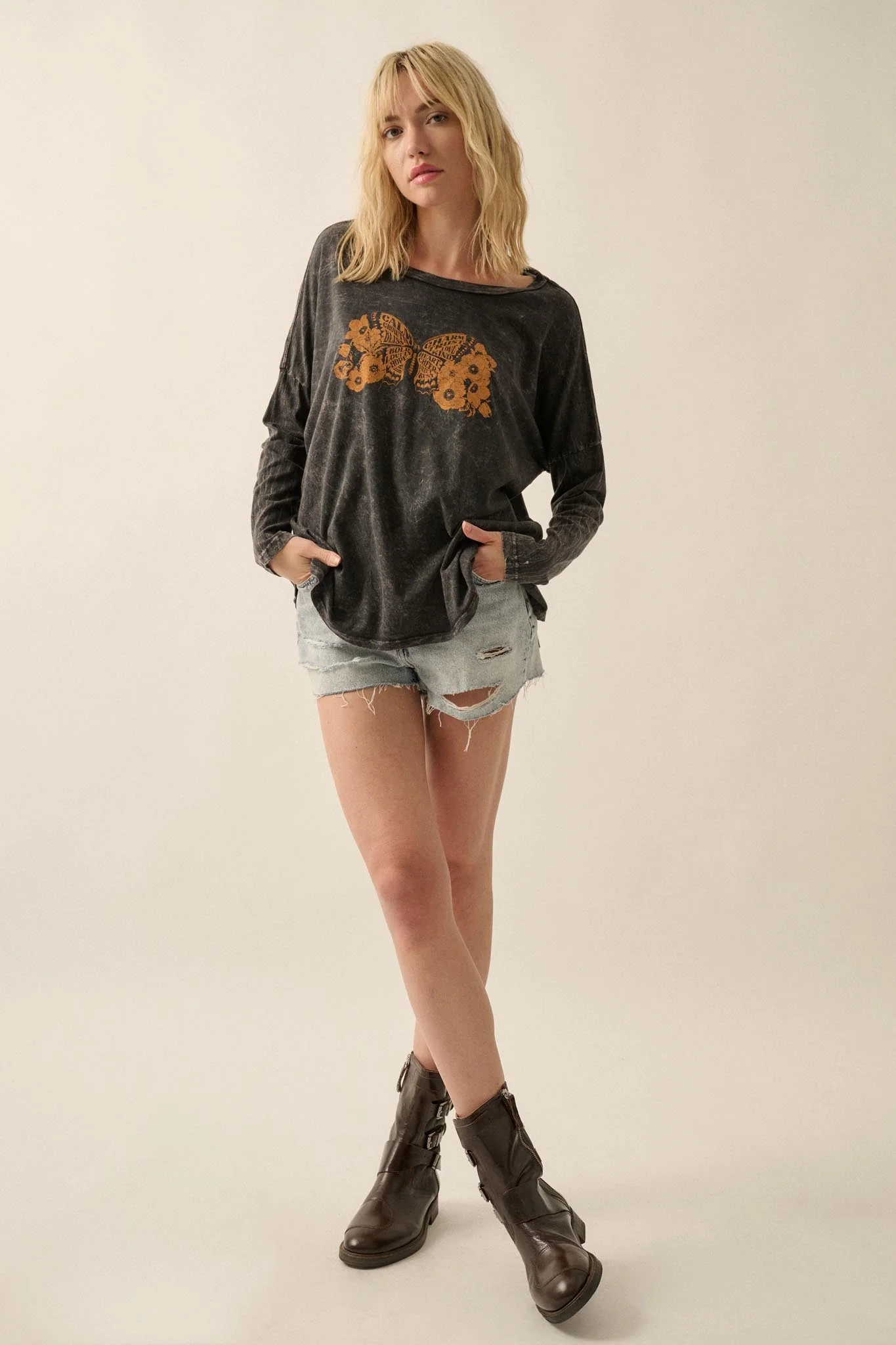Butterfly Blessings Long-Sleeve Floral Graphic Tee - Image 4