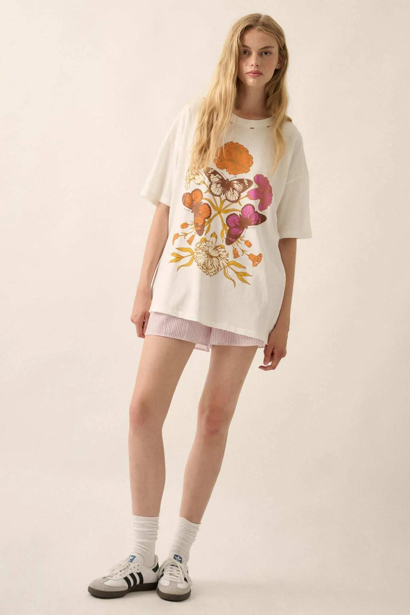 Butterfly Fantasy Distressed Oversize Graphic Tee - Image 5