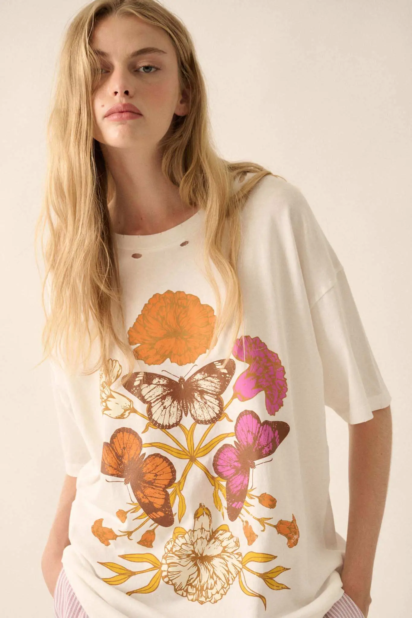 Butterfly Fantasy Distressed Oversize Graphic Tee - Image 6