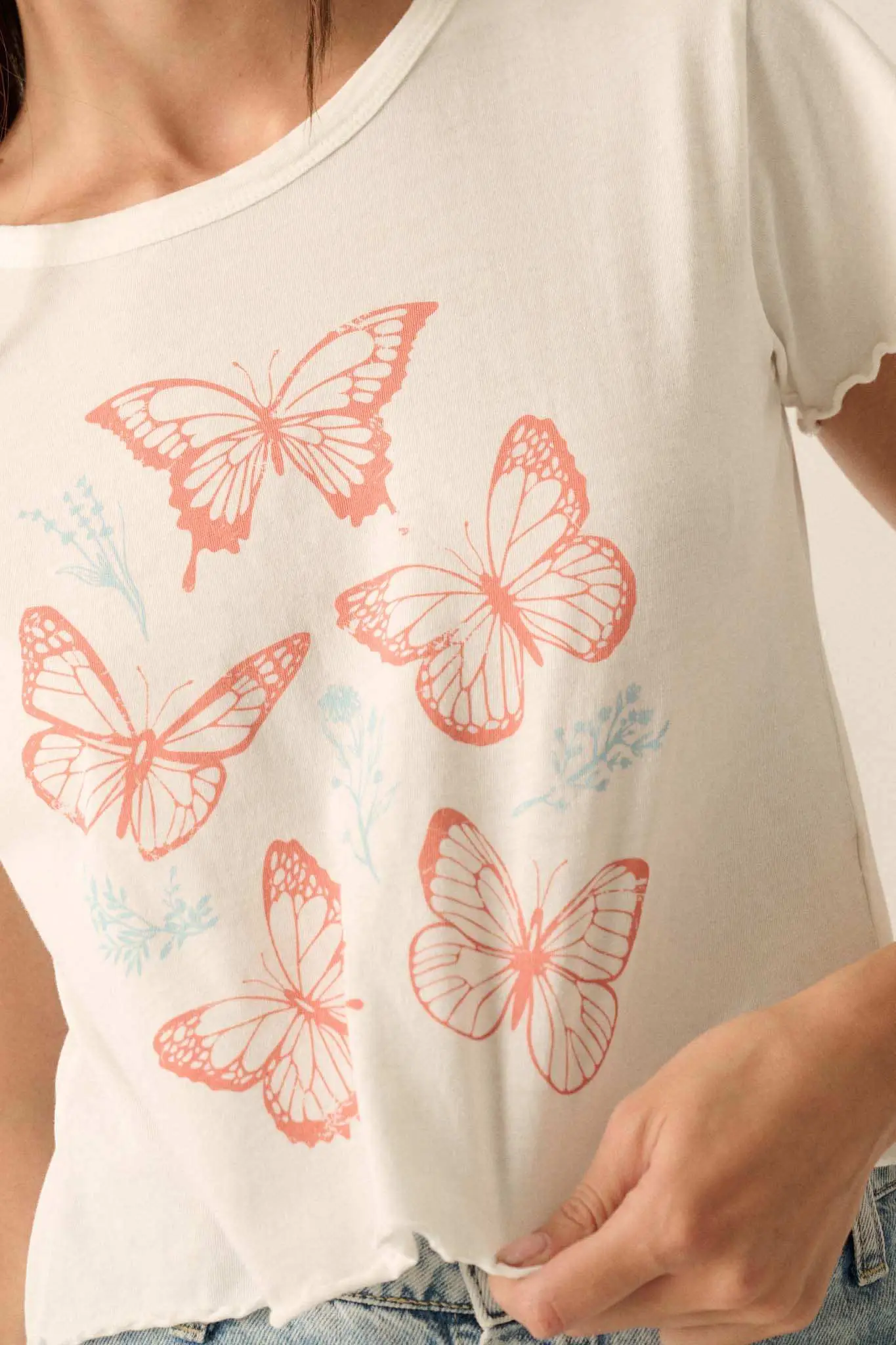 Butterfly Garden Lettuce-Edge Graphic Baby Tee - Image 2