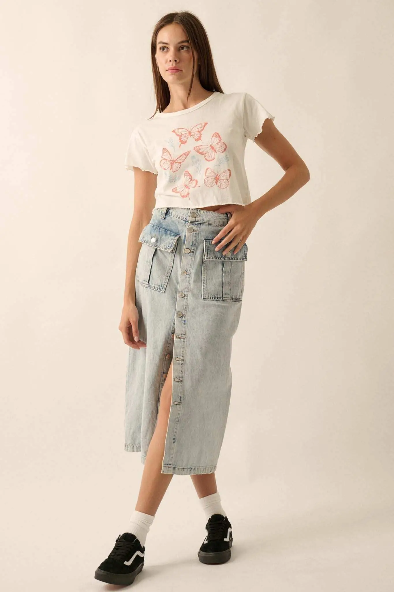 Butterfly Garden Lettuce-Edge Graphic Baby Tee - Image 3
