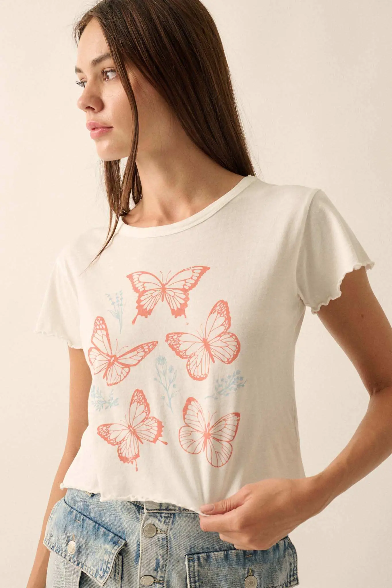 Butterfly Garden Lettuce-Edge Graphic Baby Tee - Image 4