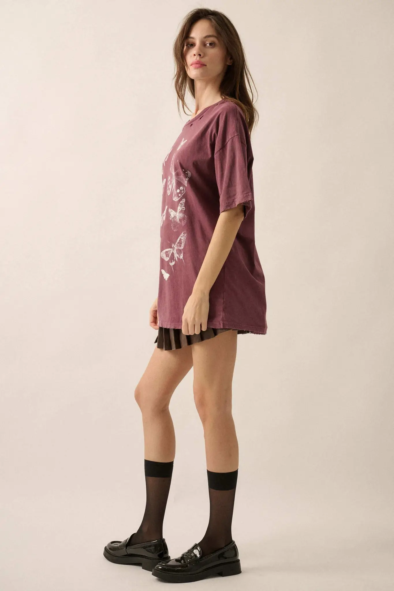 Butterfly Kisses Oversize Distressed Graphic Tee - Image 5