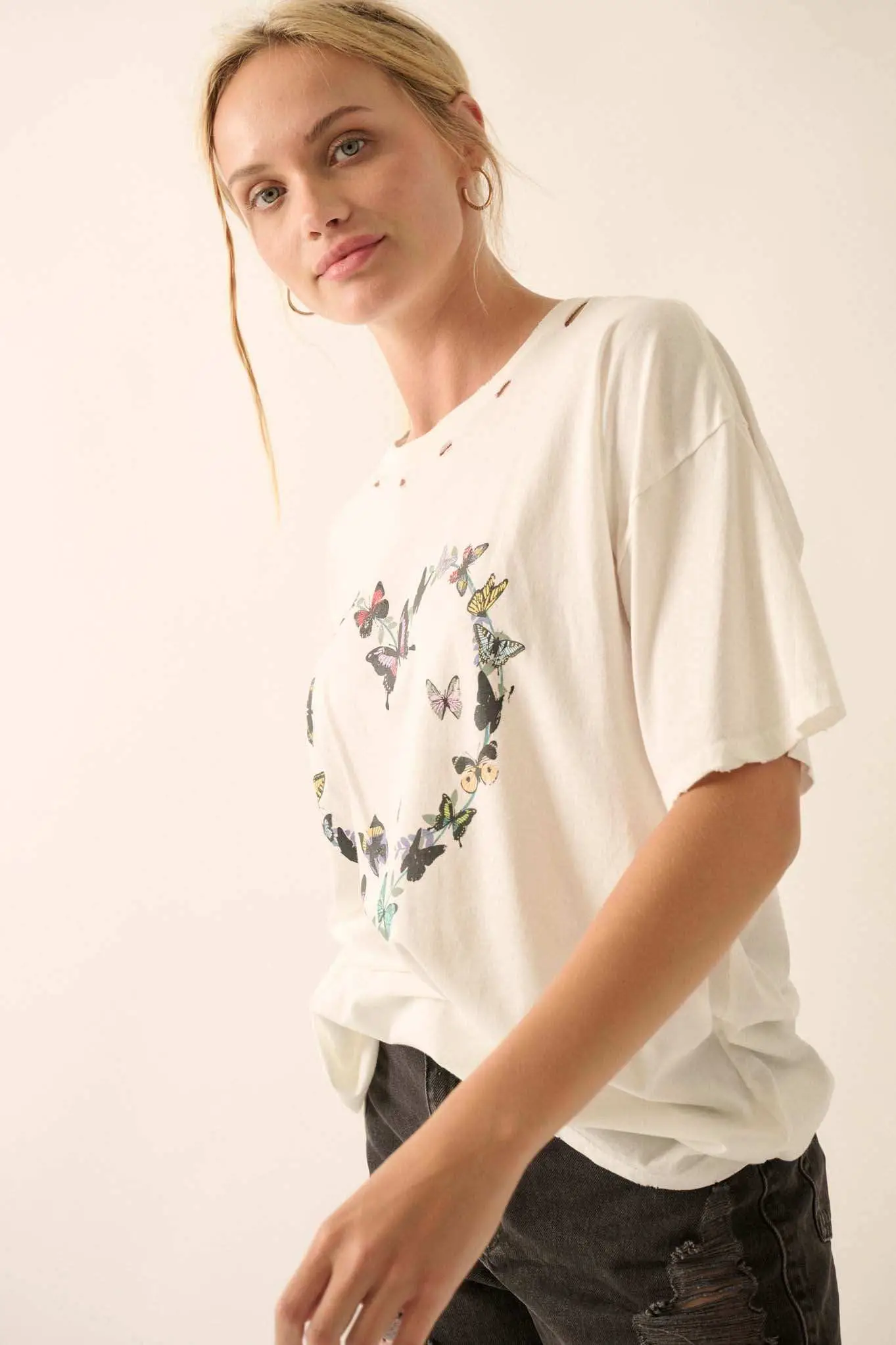 Butterfly Lover Distressed Oversized Graphic Tee - Image 5