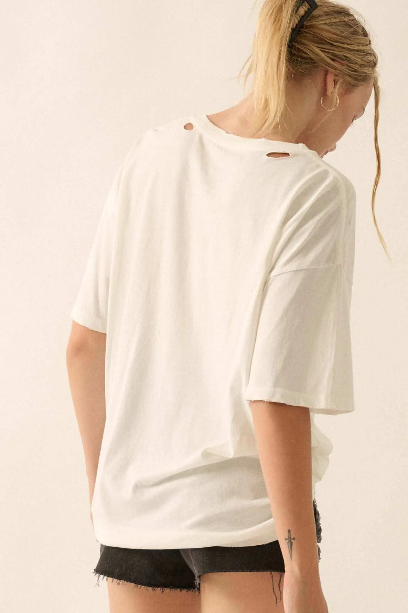 Butterfly Lover Distressed Oversized Graphic Tee - Image 6