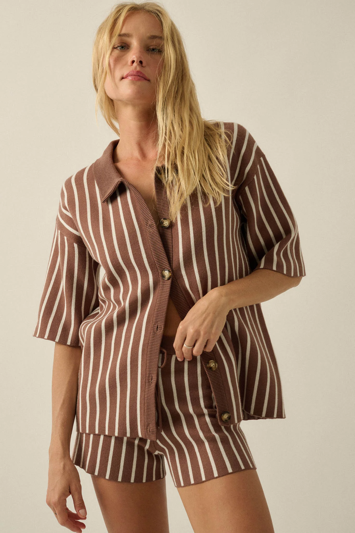 Cabana Club Striped Knit Button-Up Resort Shirt