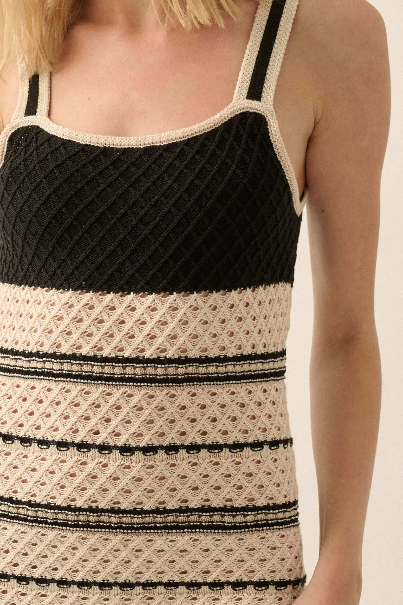 Cali Breeze Striped Crochet Knit Mini Dress - Image 8