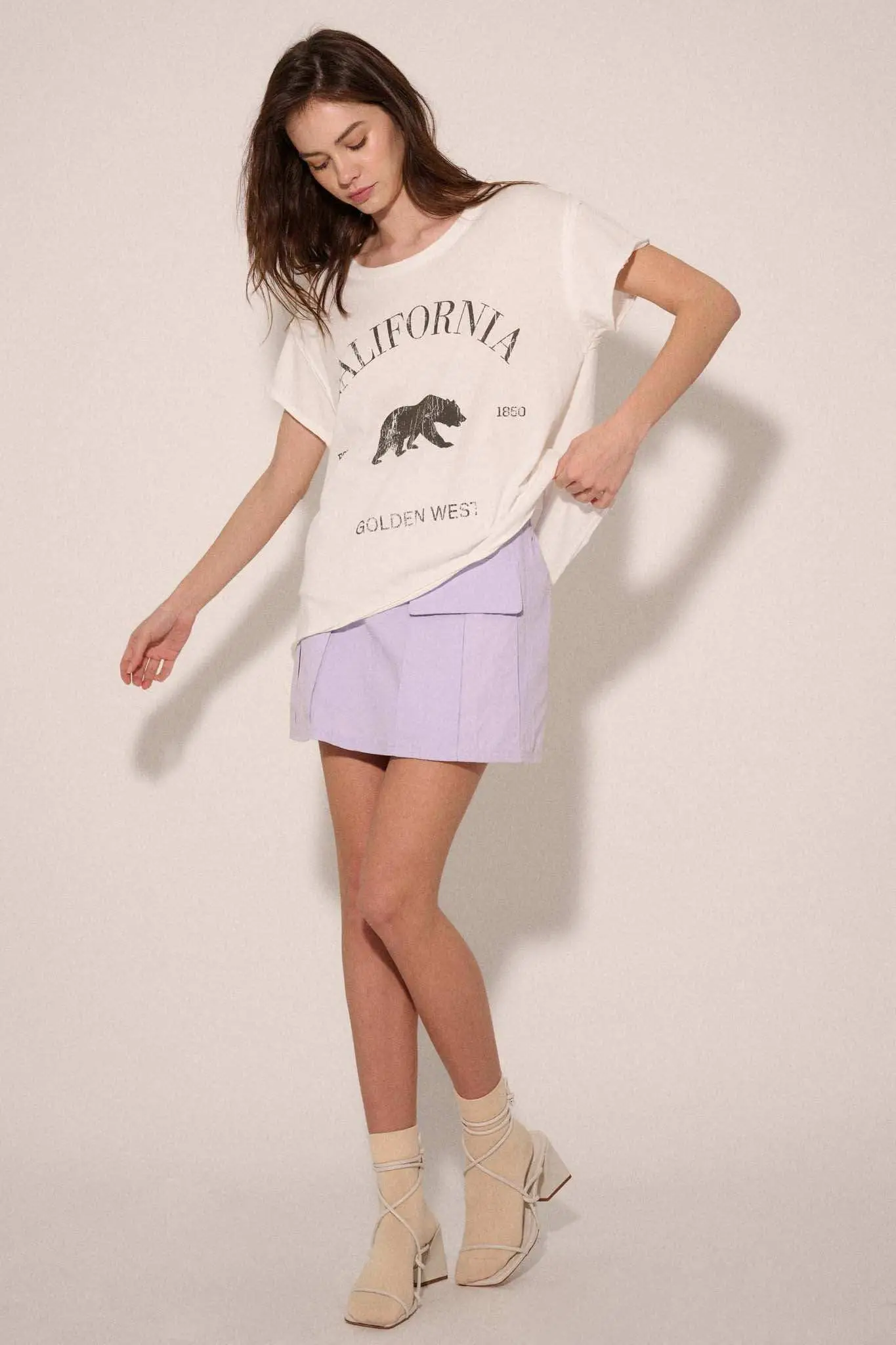 California Bear Vintage-Print Raw-Edge Graphic Tee - Image 3
