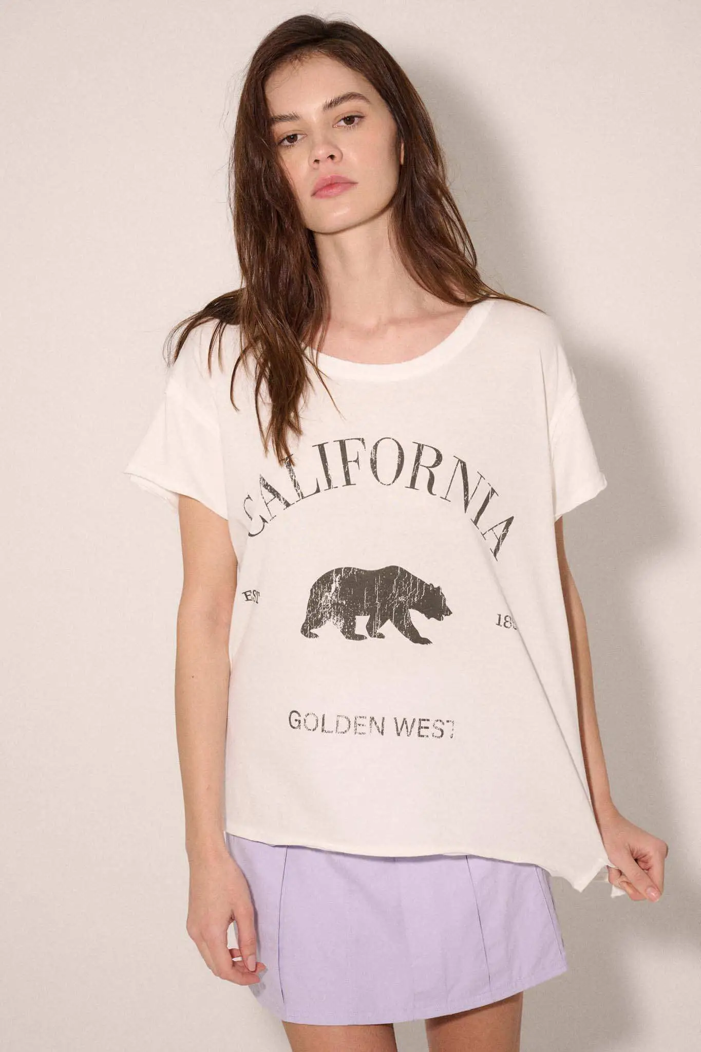 California Bear Vintage-Print Raw-Edge Graphic Tee - Image 5