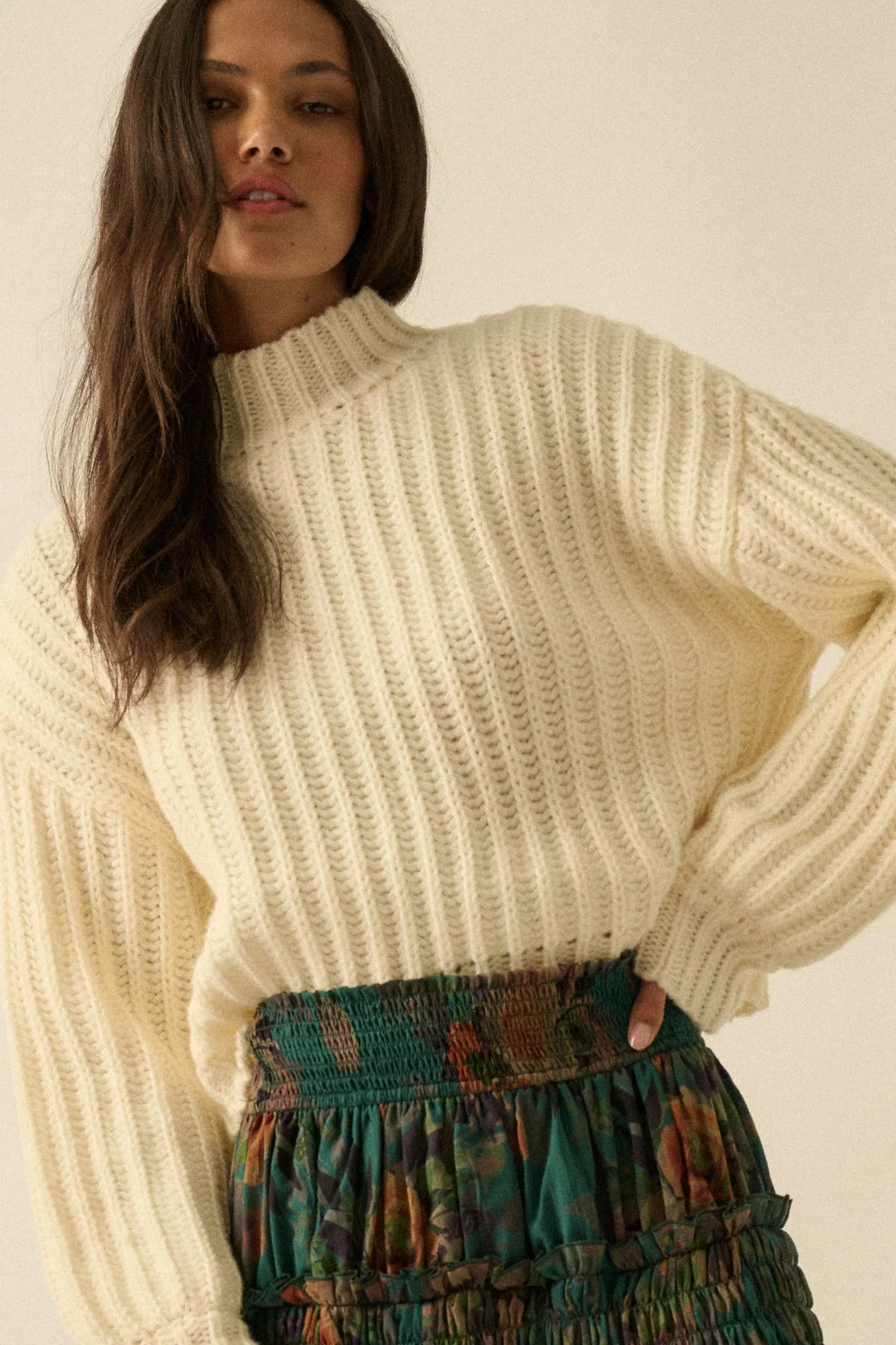 Call Me Cozy Chunky Ribbed Knit Mock Neck Sweater - Image 10