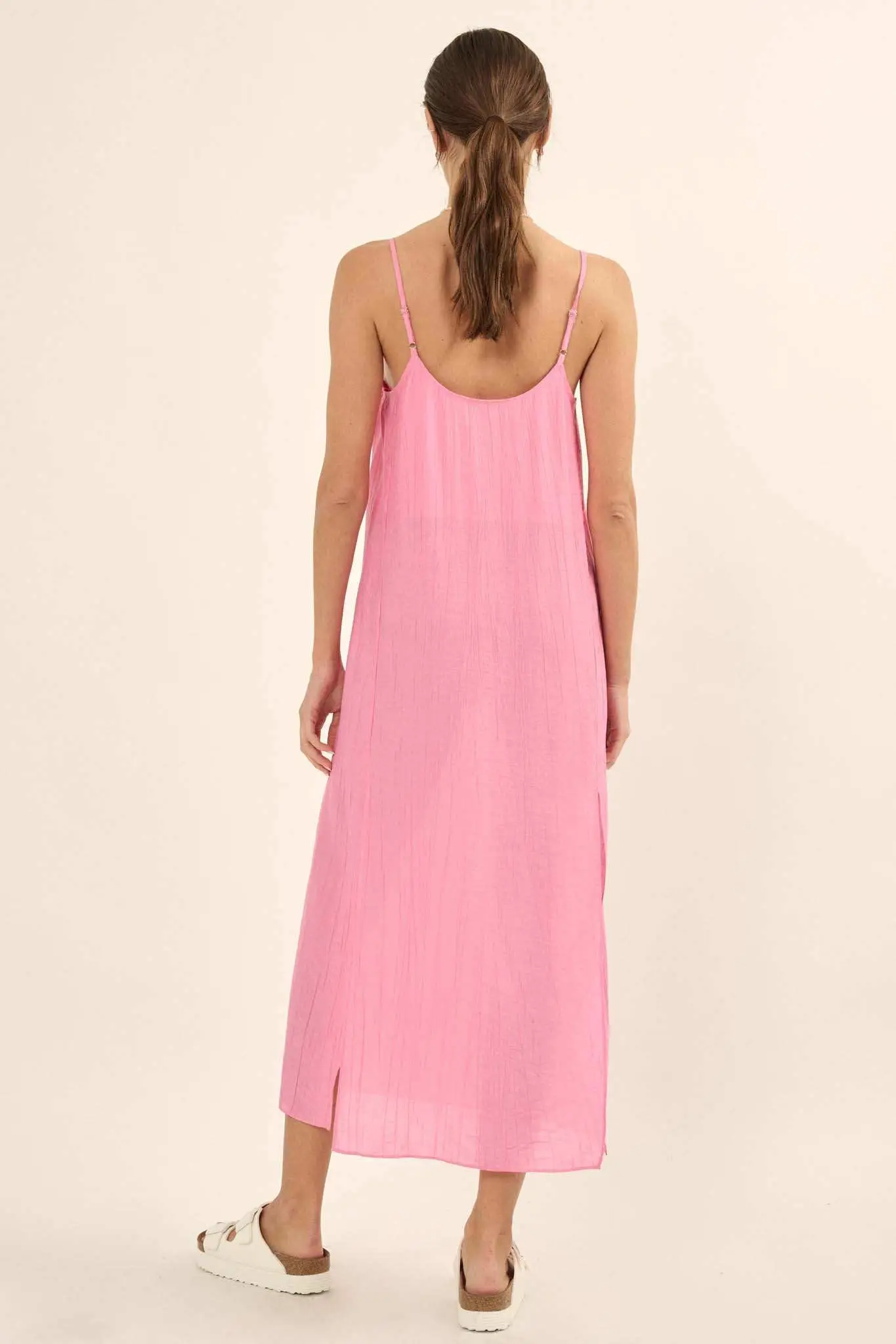 Carefree Spirit Textured Crepe Midi Slip Dress - Image 14