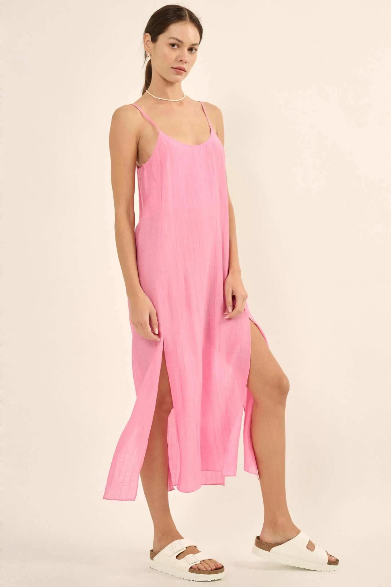 Carefree Spirit Textured Crepe Midi Slip Dress - Image 8
