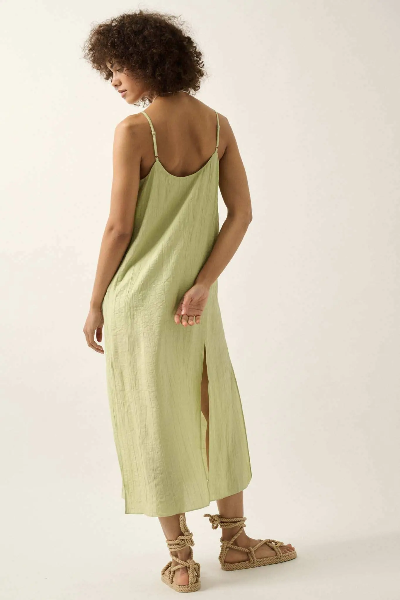 Carefree Spirit Textured Crepe Midi Slip Dress - Image 9