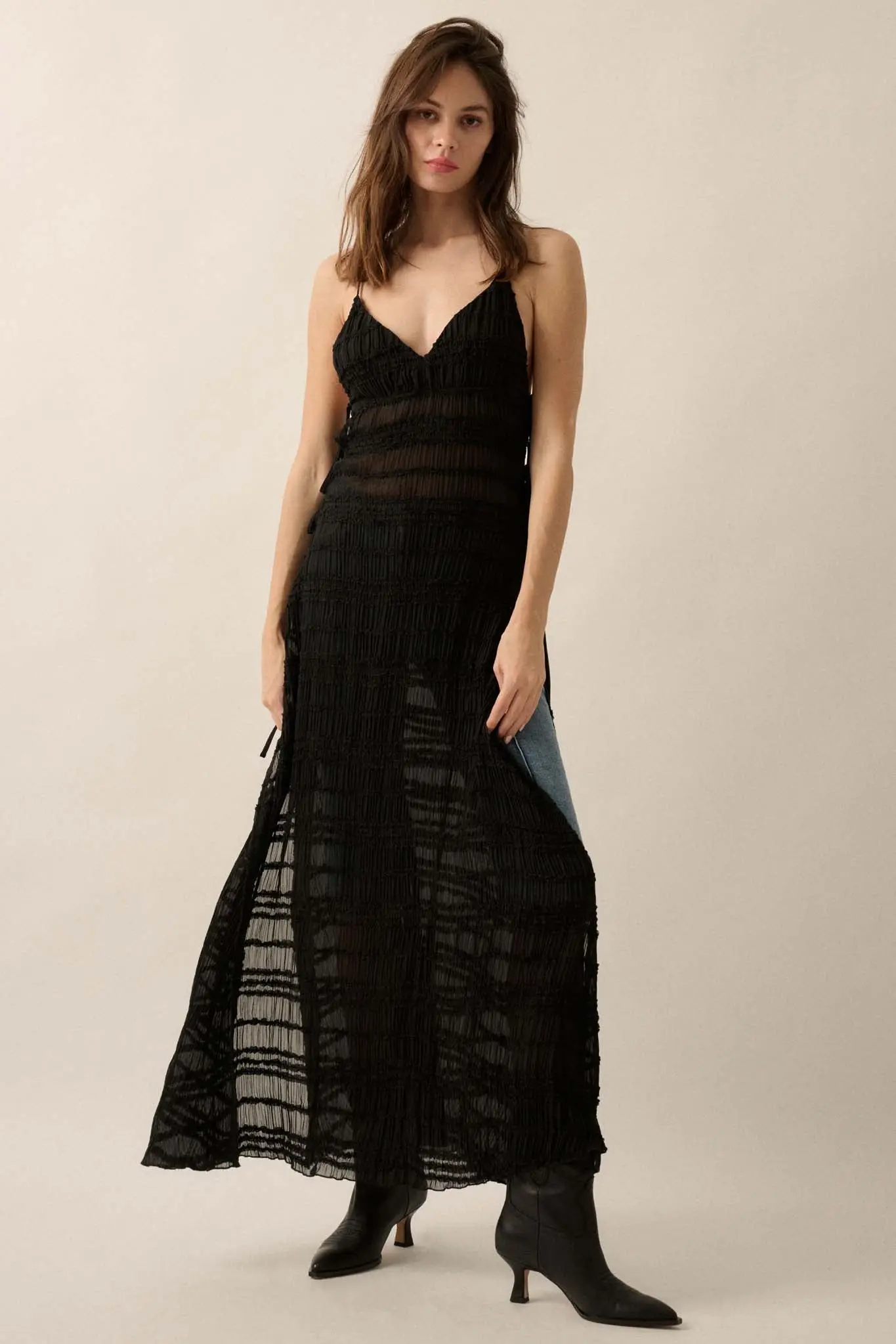 Careless Whisper Sheer Ruffled Chiffon Maxi Dress - Image 12