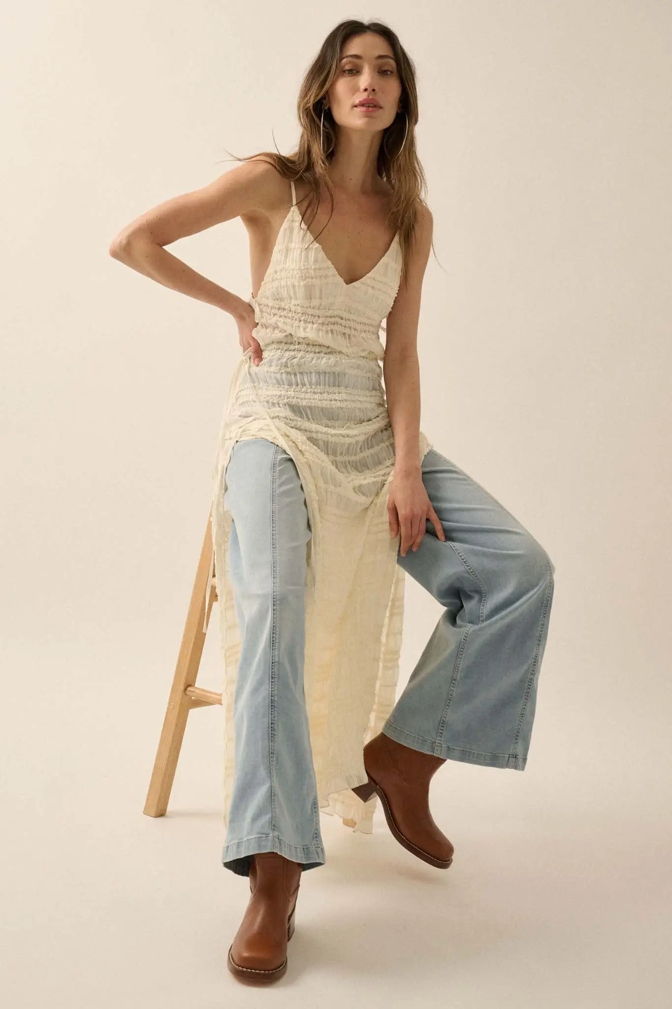 Careless Whisper Sheer Ruffled Chiffon Maxi Dress - Image 6