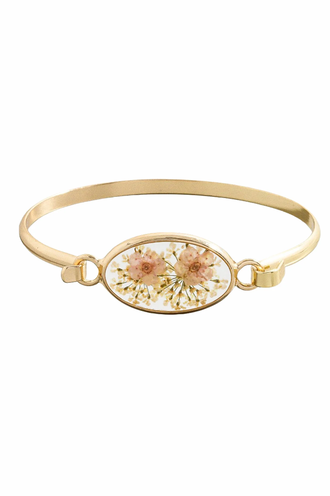 Carlsbad Gold Pressed Flower Bangle Bracelet - Image 2