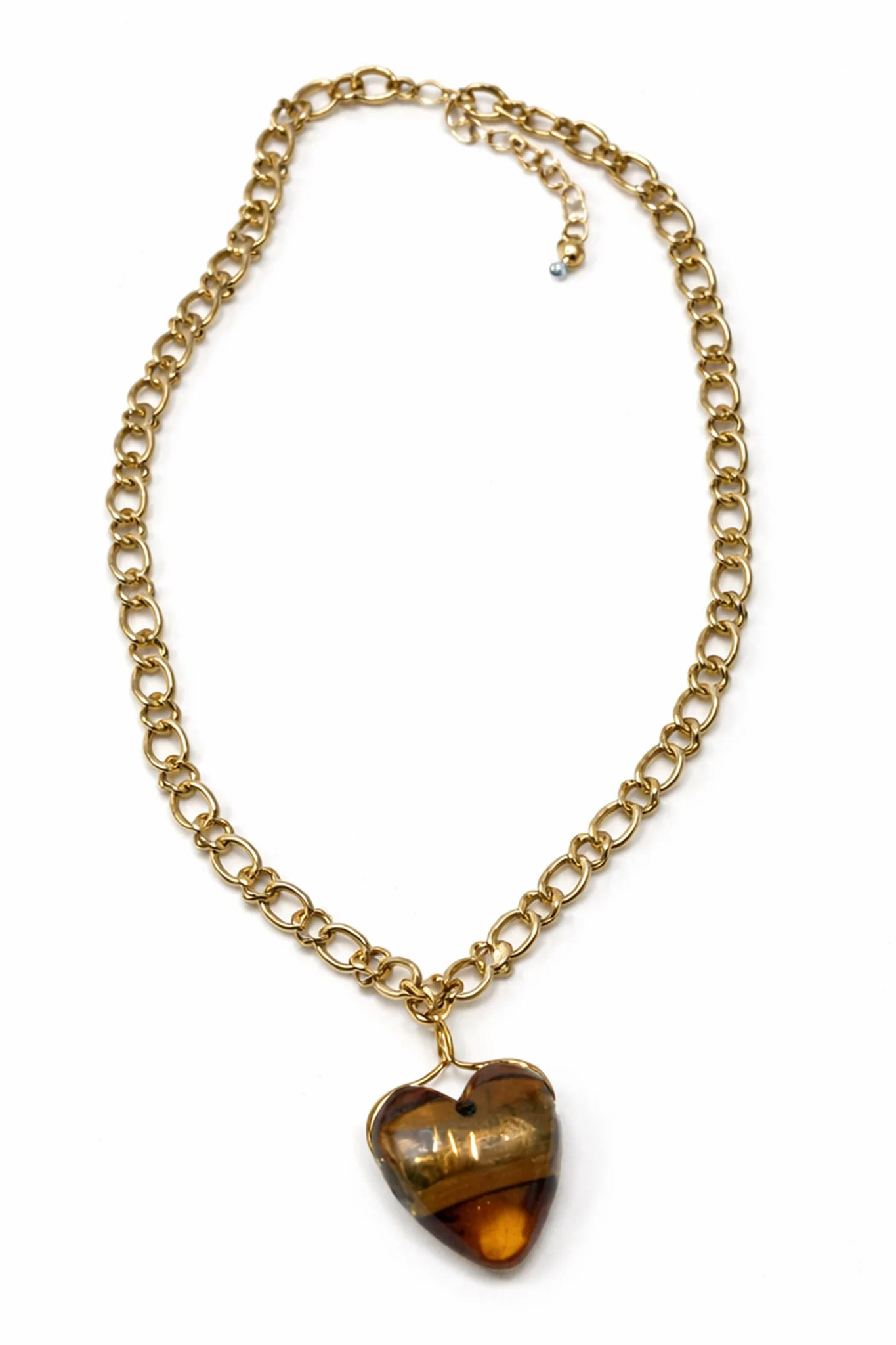 Carmelita Amber Heart Gold Chain Necklace - Image 2