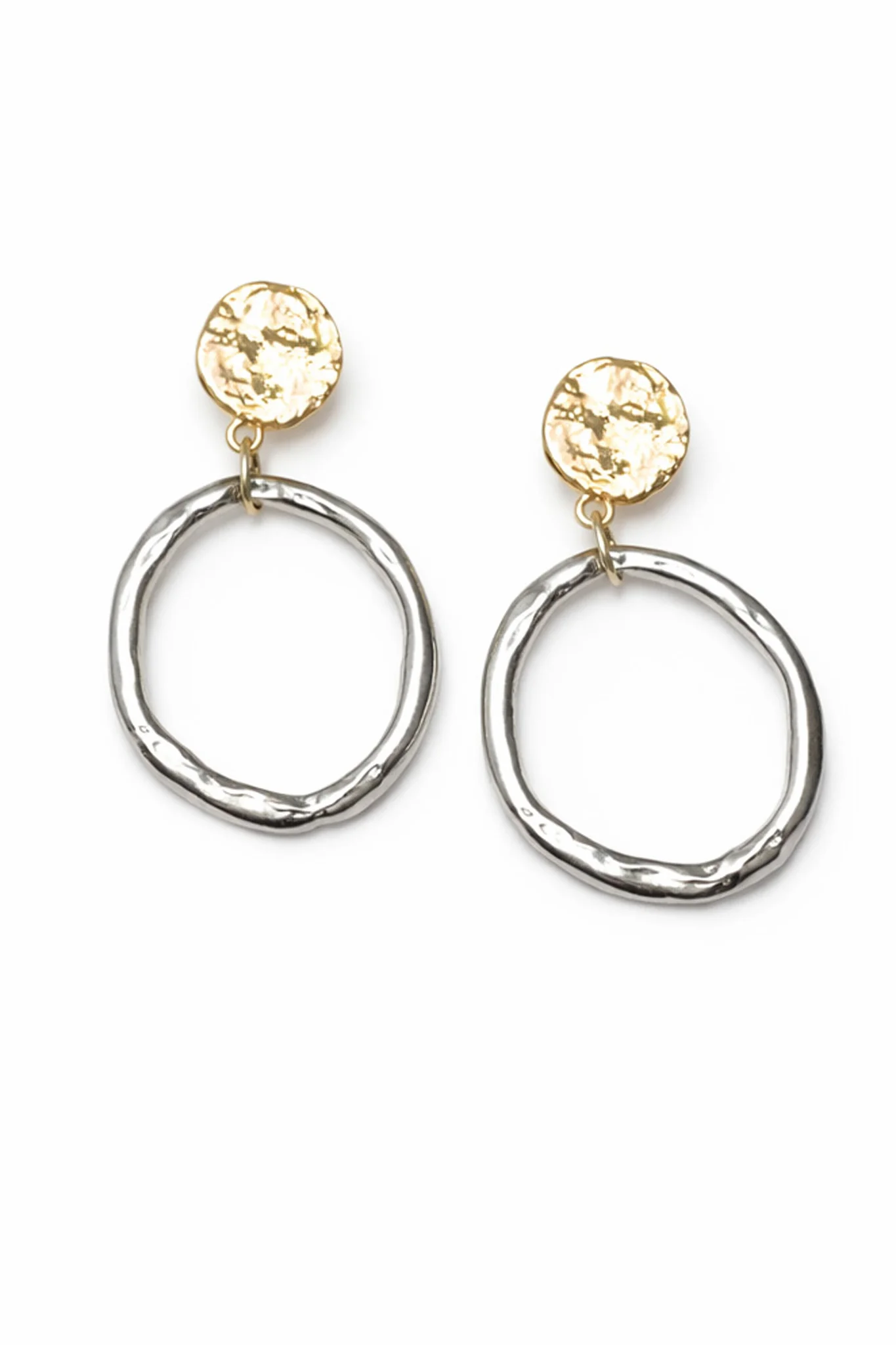 Casiano Hammered Coin and Hoop Dangle Earrings