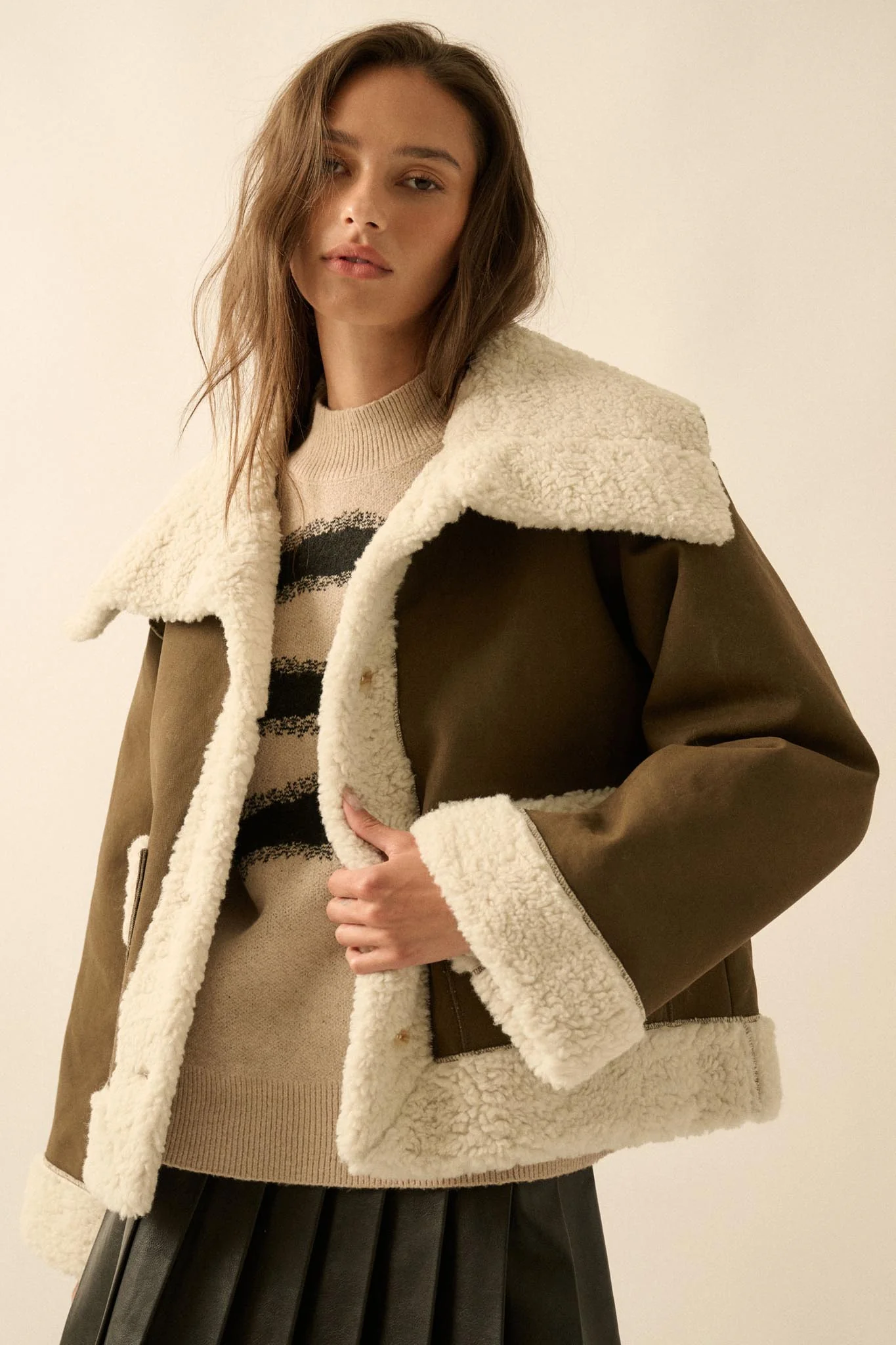 Cedar Creek Faux Shearling Oversize-Collar Jacket - Image 4