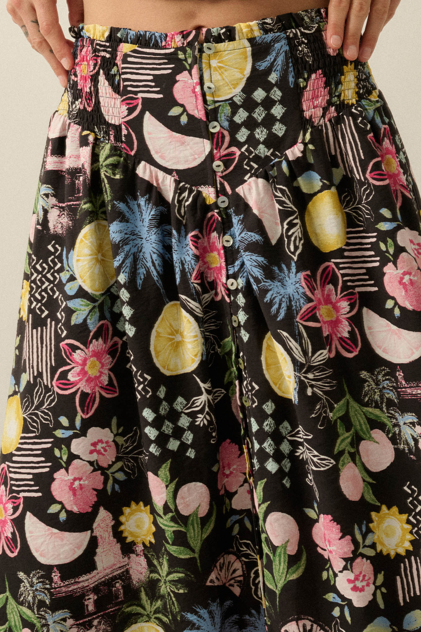 Celebrate Life Fruit & Floral-Print Button Maxi Skirt - Image 4