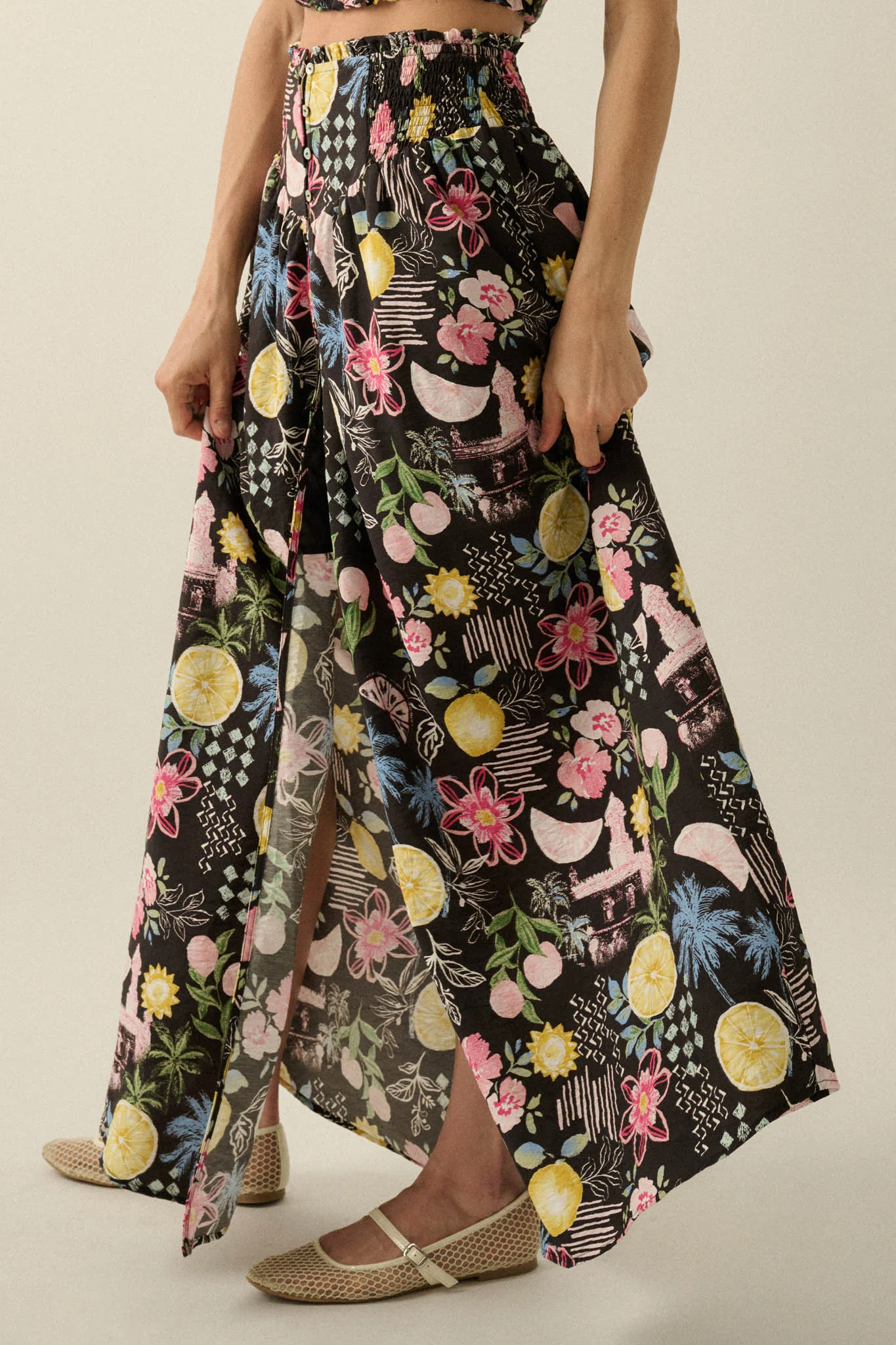 Celebrate Life Fruit & Floral-Print Button Maxi Skirt - Image 5
