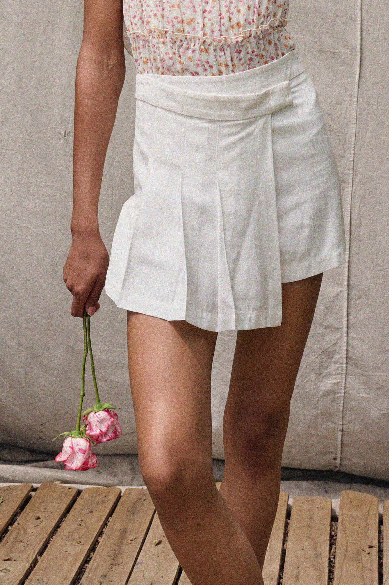 Center Court Pleated Asymmetrical Wrap Skort - Image 14